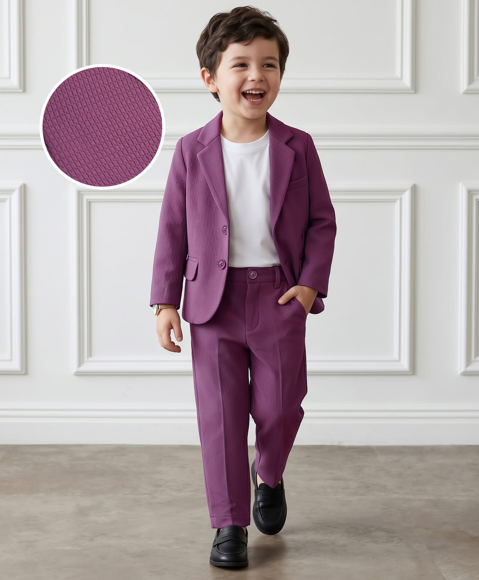 Mark & Mia Woven Solid T-Shirt & Trouser with Full Sleeves Blazer - Multicolor-image-20