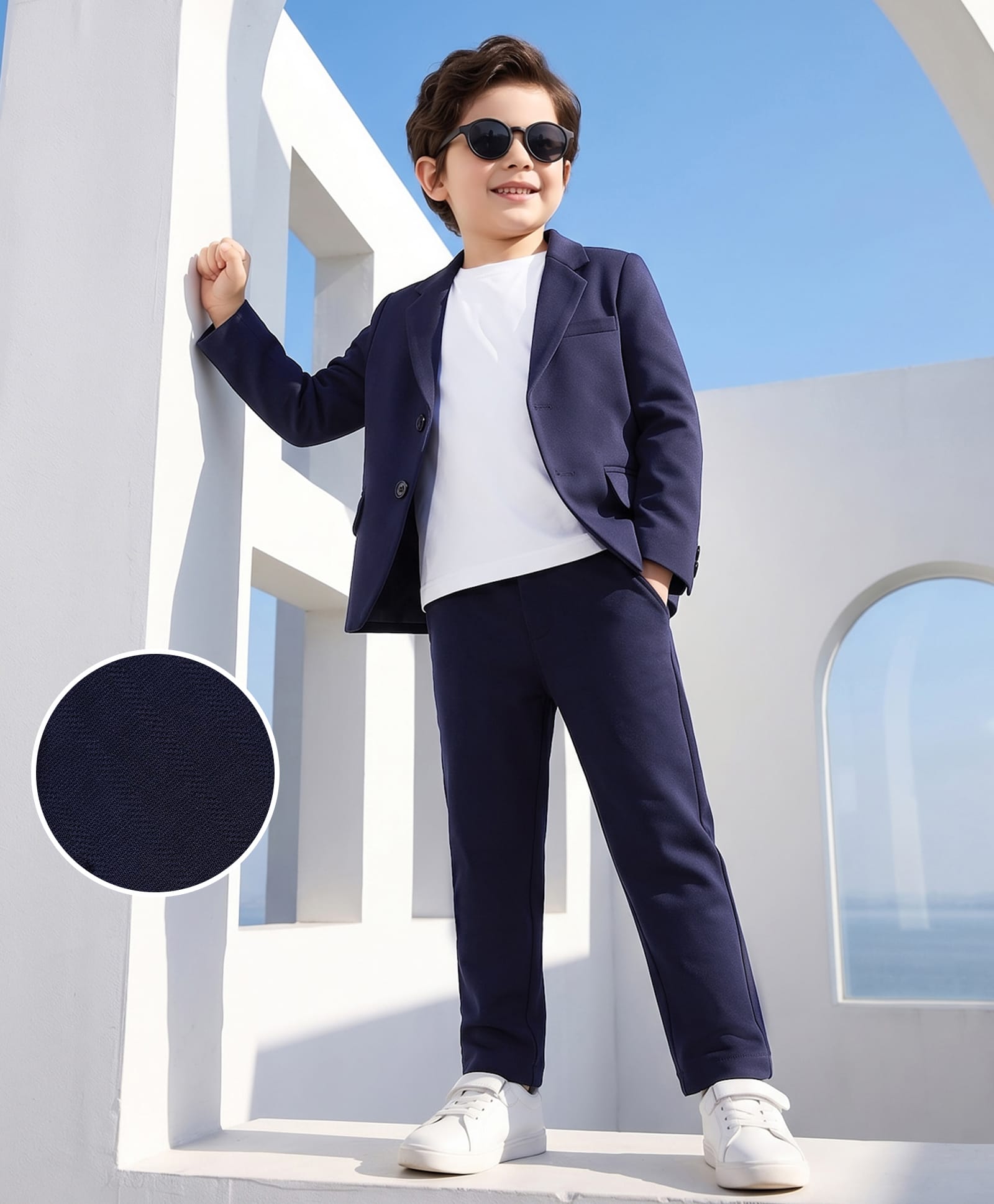 Mark & Mia Woven Full Sleeves Solid Blazer & Trouser with Inner Tee - Multicolor-picture-10