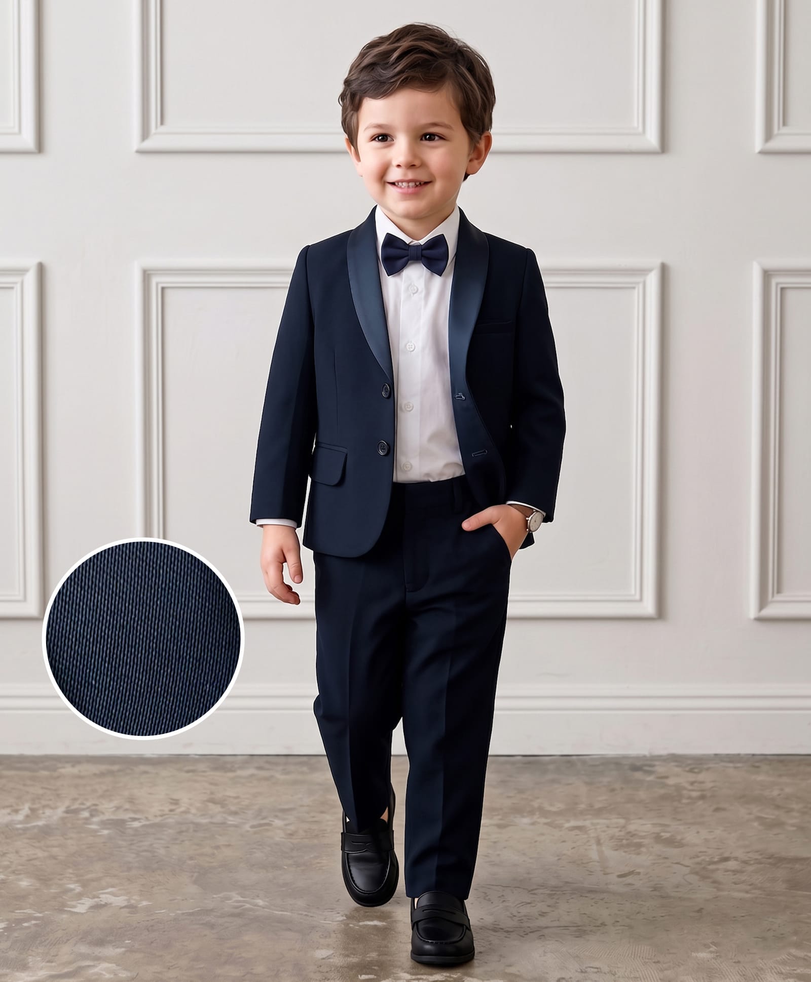 Mark & Mia Woven Full Sleeves Solid 3 Piece Party Suit with Bow - Multicolor-picture-25
