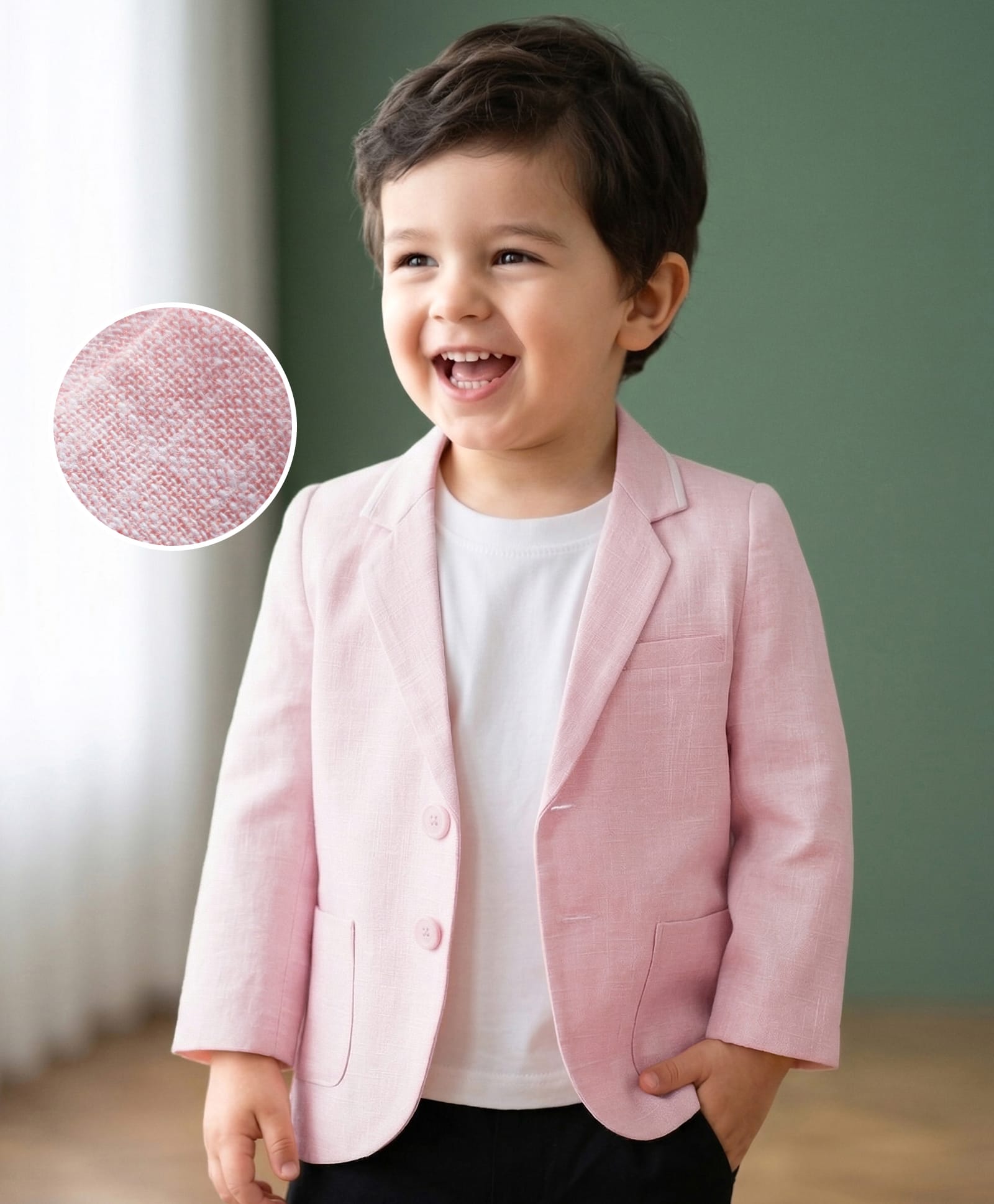 Mark & Mia Cotton Woven Full Sleeves Solid Party Wear Jacket With T-Shirt - Pink & White-picture-20