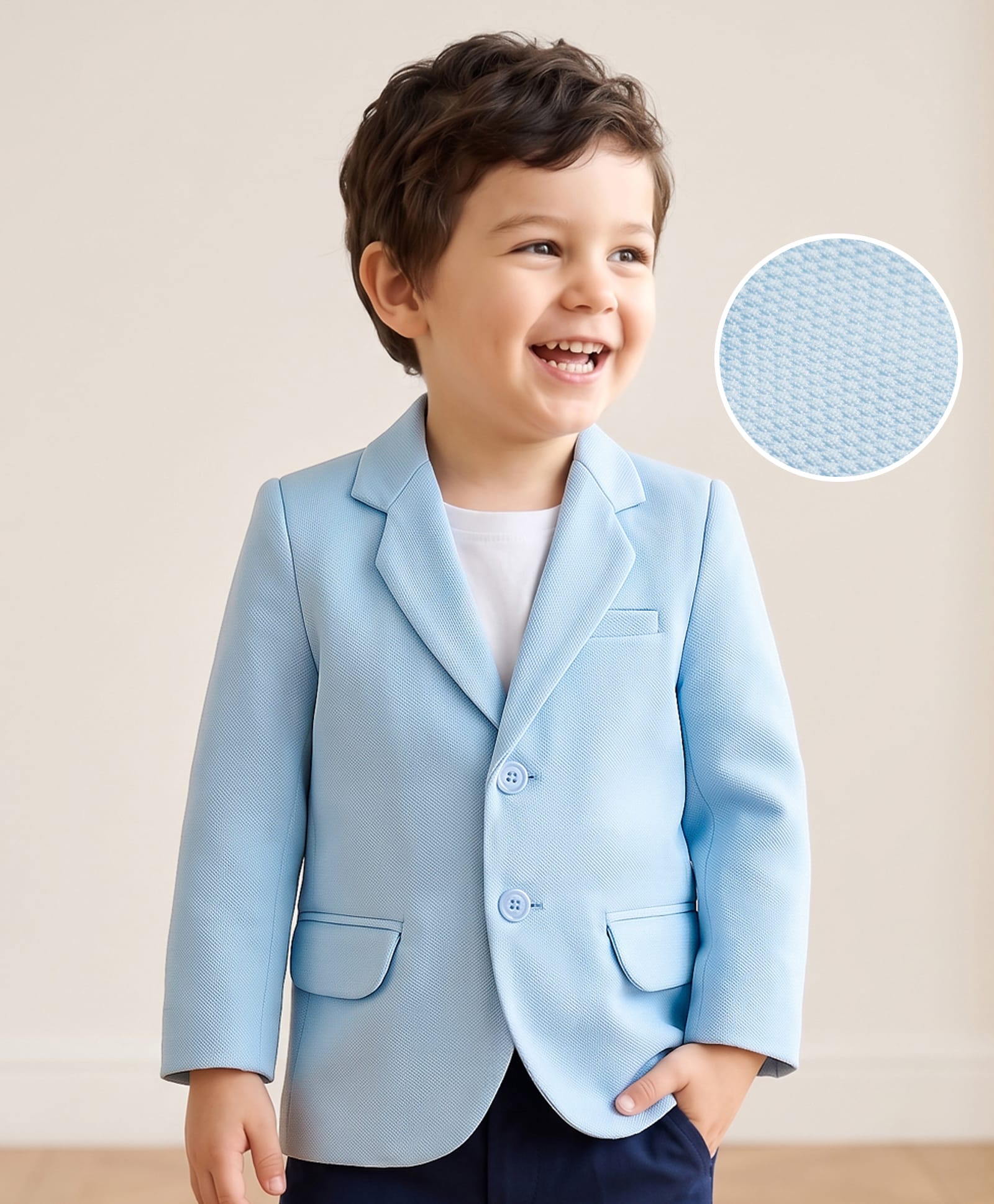 Mark & Mia Cotton Woven Full Sleeves Solid Party Wear Blazer With T-Shirt - Light Blue & White-picture-18