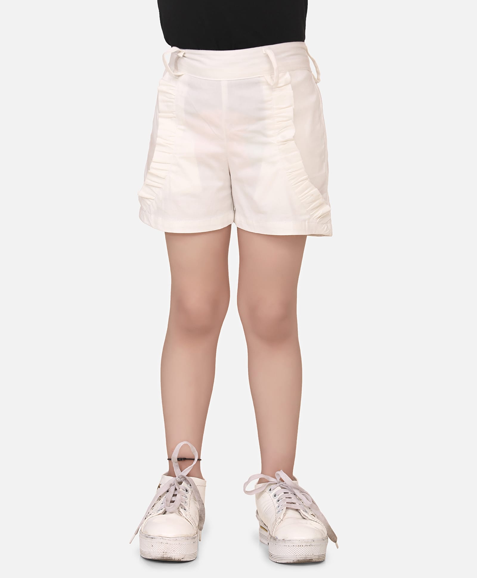 Cutiekins Cotton Woven Mid Rise Solid Shorts - White-image-13
