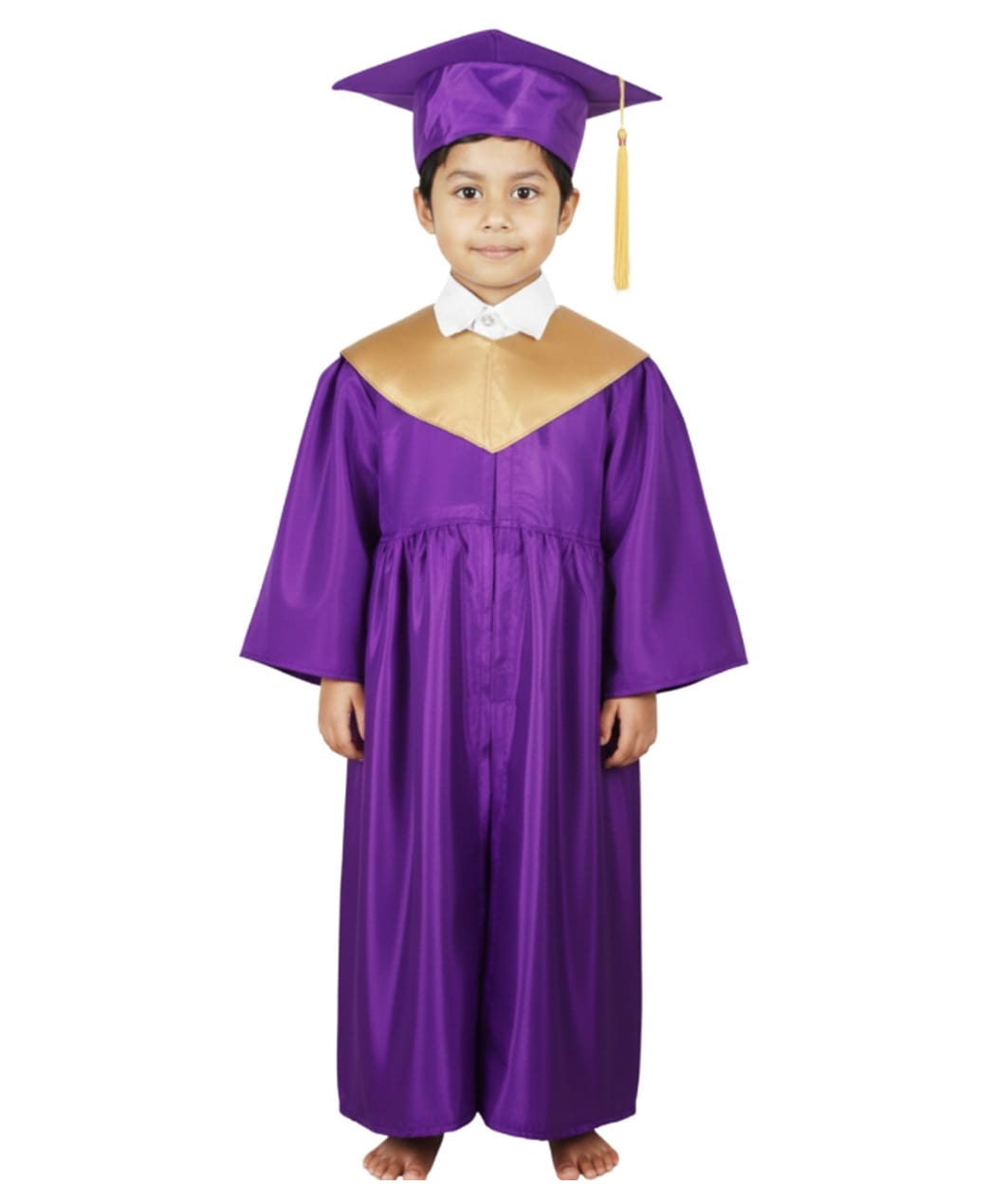Sarvda Silk Full Sleeves Graduation Gown Costume With Cap & Sash - Purple