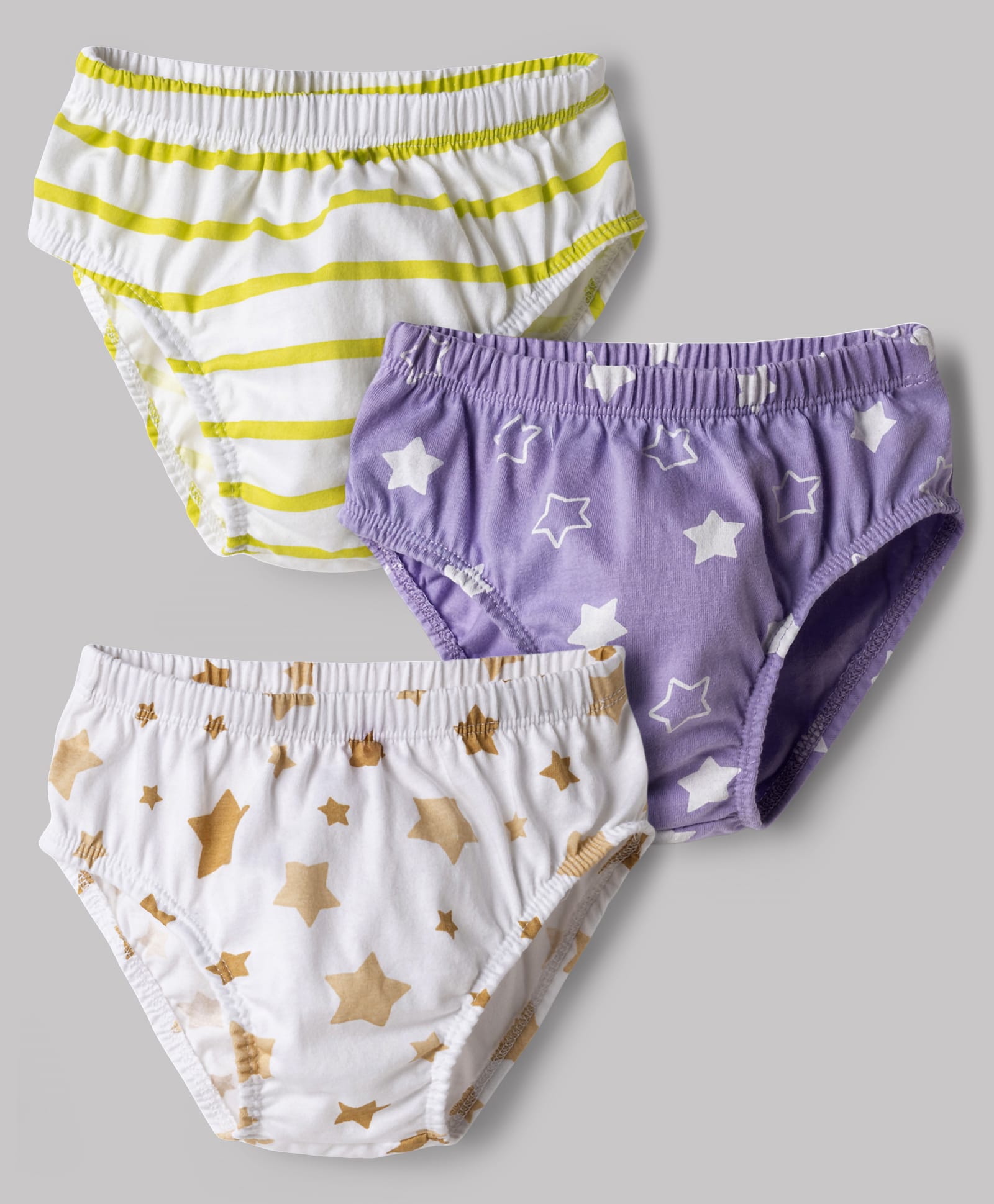 Babyhug 100% Cotton Knit Star Printed Briefs Pack of 3 - Multicolor-image-8