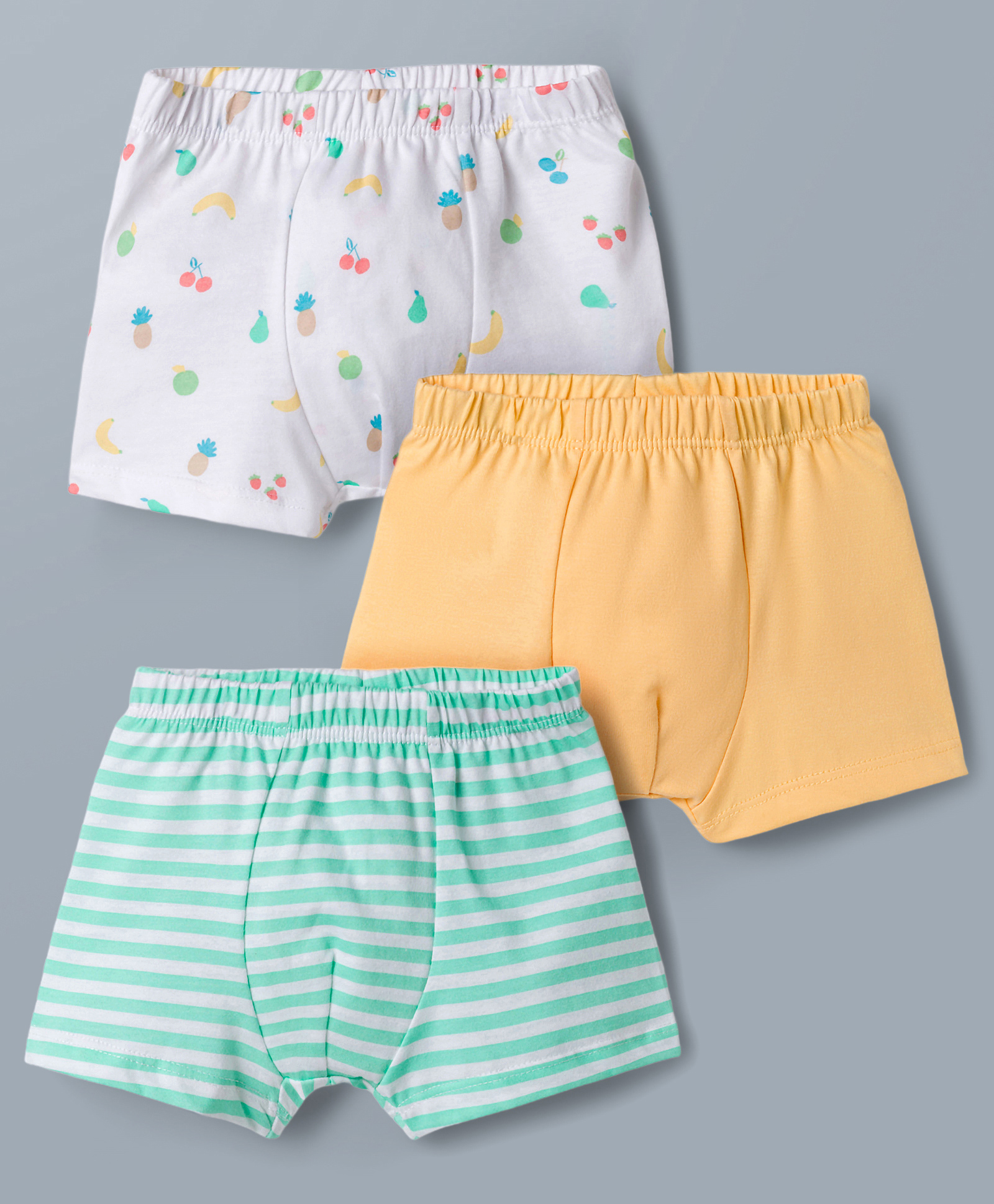 Babyhug 100% Cotton Knit Striped & Cherry Printed Trunks Pack of 3 - Multicolor-image-45