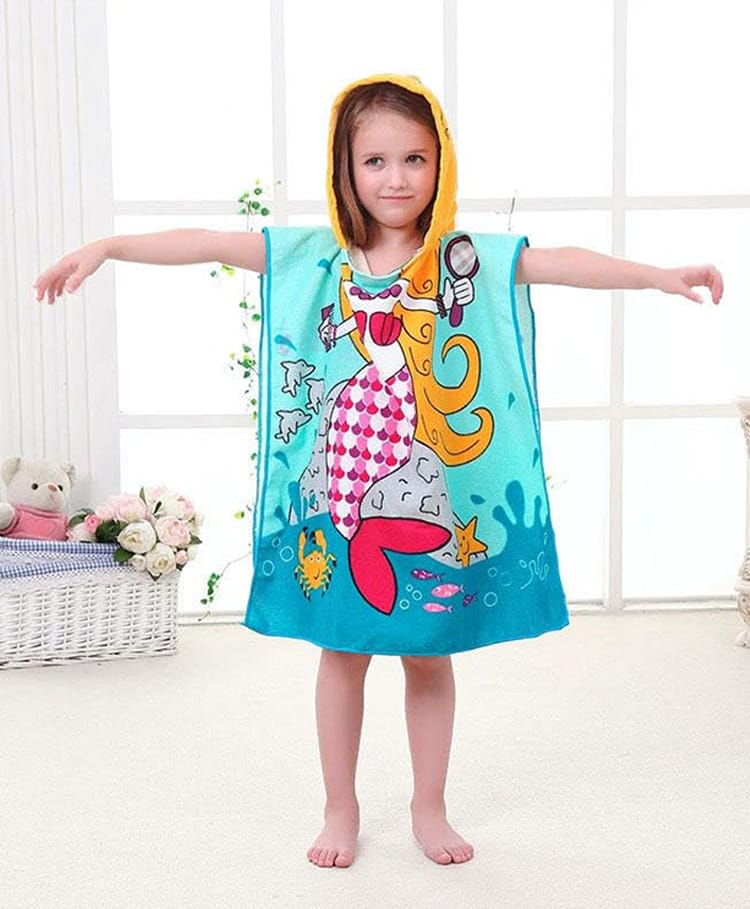 Butterthief Micro Fiber Woven Mermaid Designed Hooded Poncho - Sea Green-picture-20