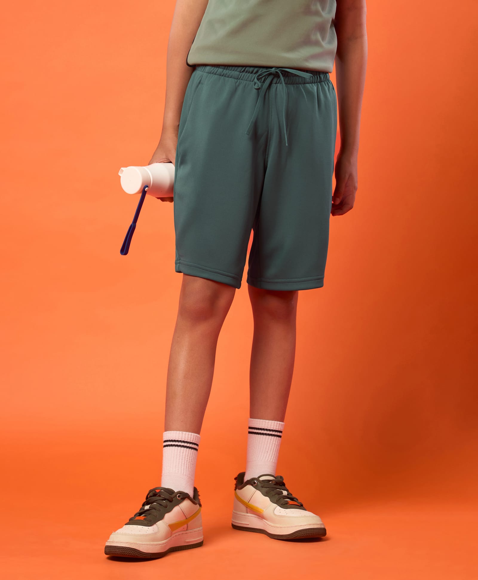 Technosport Knit Solid Shorts - Green-picture-30