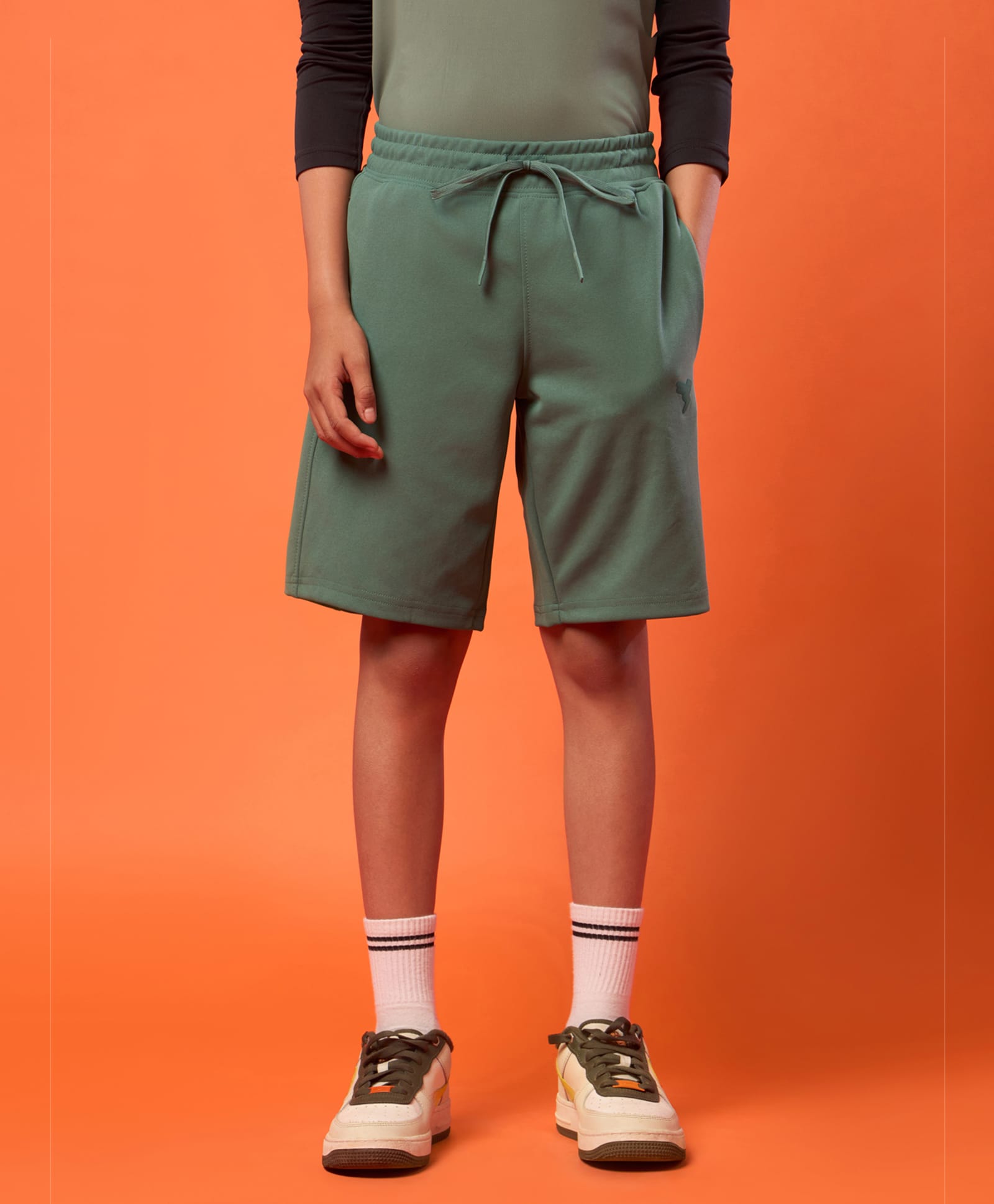 Technosport Knit Solid Shorts - Green-picture-17