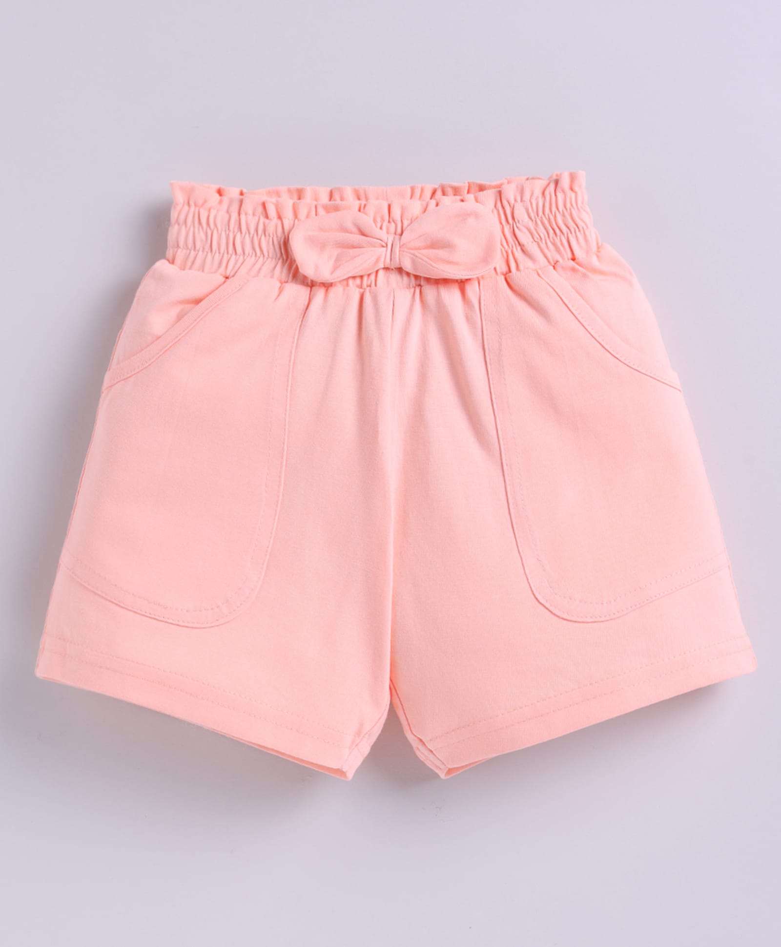 Kidcity Cotton Sinker Knit Bow Applique Detailed Shorts - Peach-picture-36