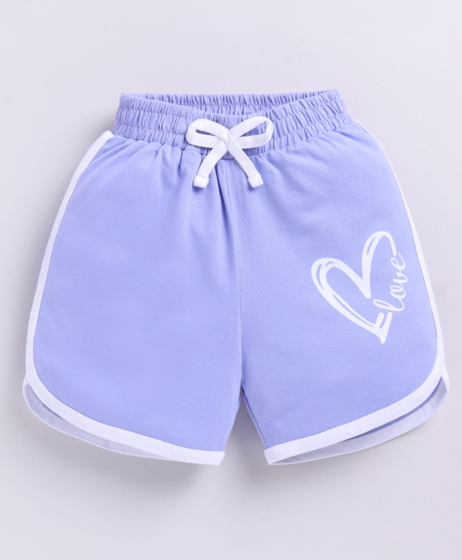Kidcity Cotton Sinker Knit Heart Printed Bow Applique Detailed Shorts - Violet-picture-37