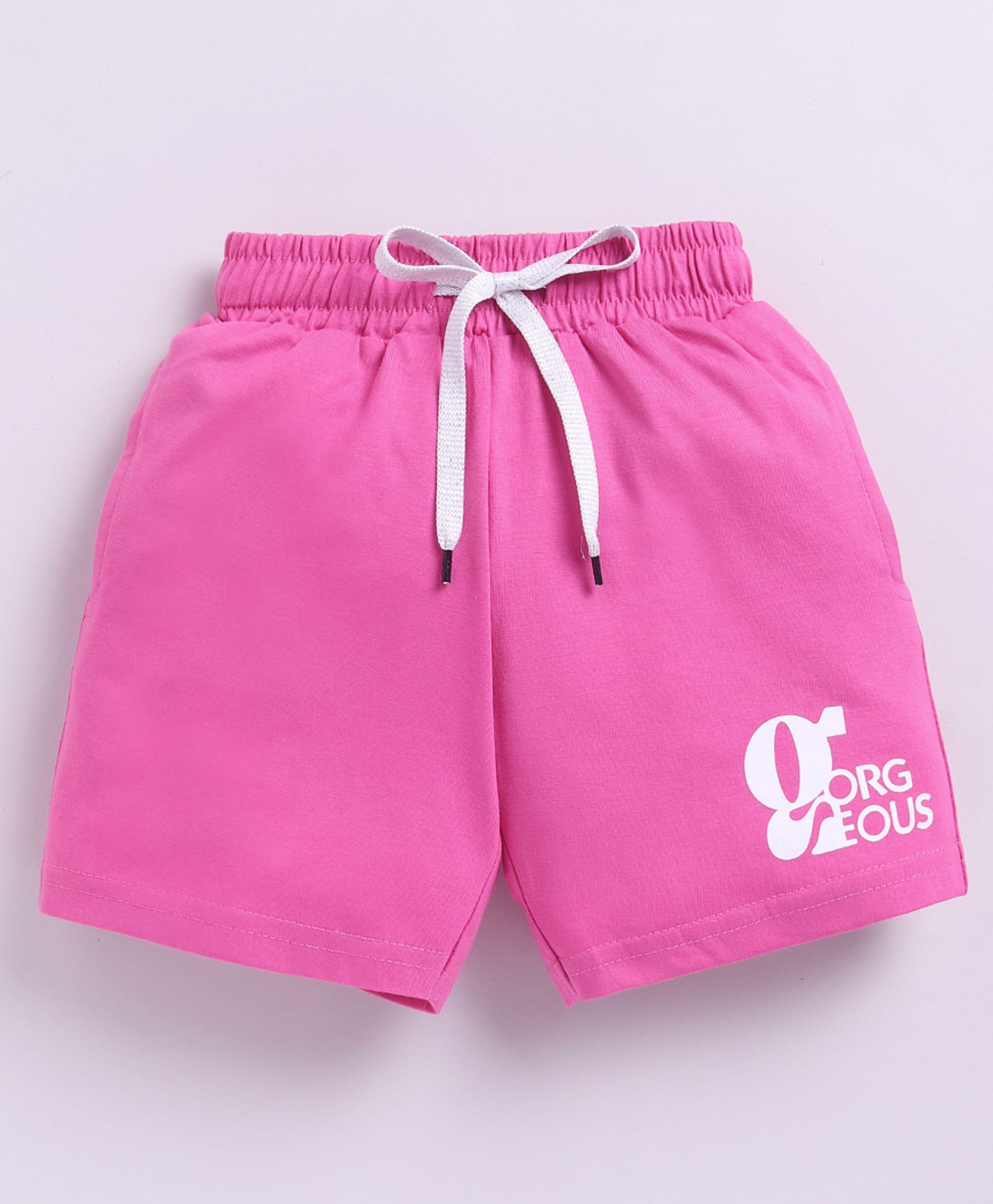 Kidcity Cotton Sinker Knit Gorgeous Text Printed Shorts - Pink-picture-38