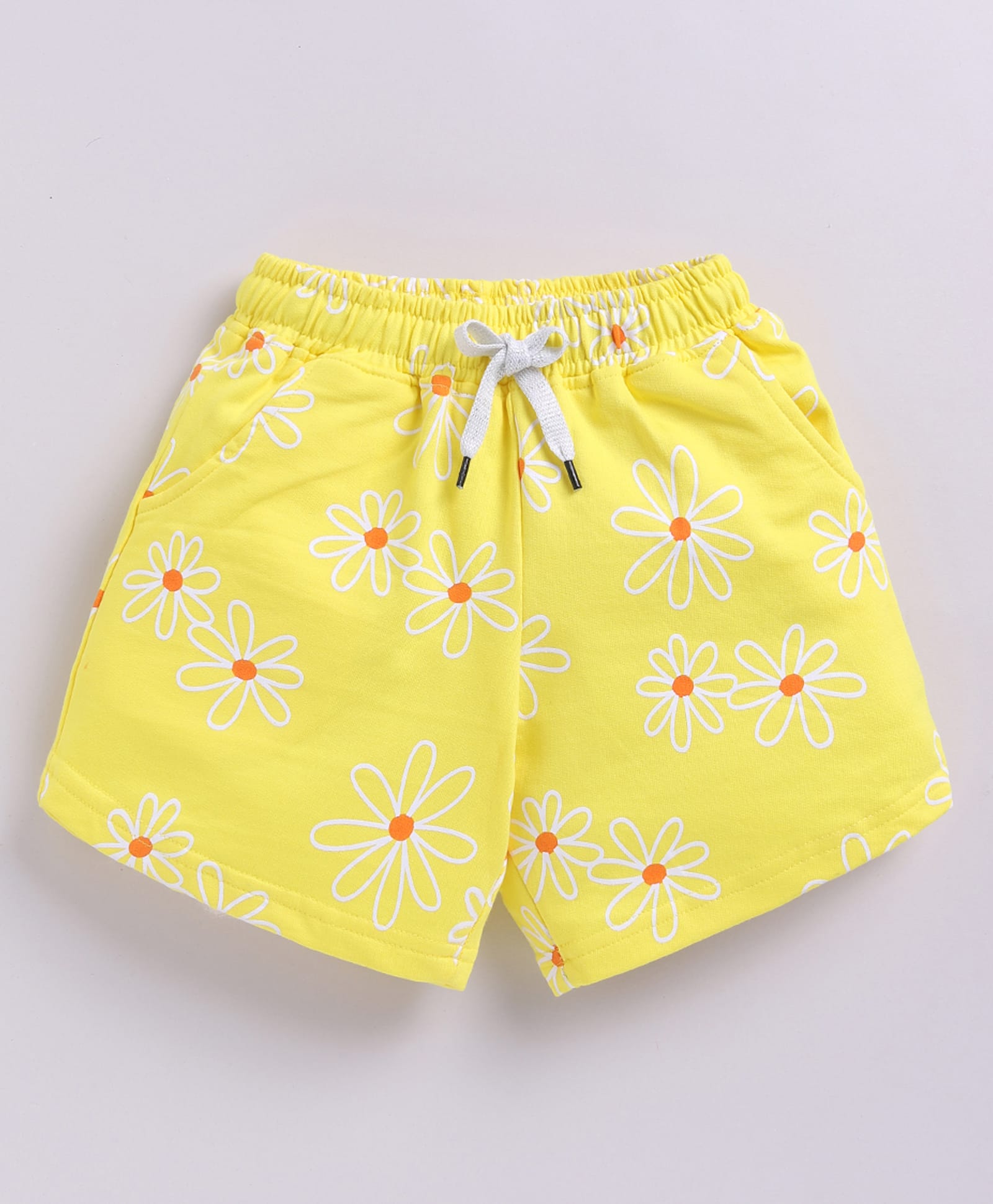 Kidcity Cotton Loop Knit Floral Printed Shorts - Light Yellow-picture-27