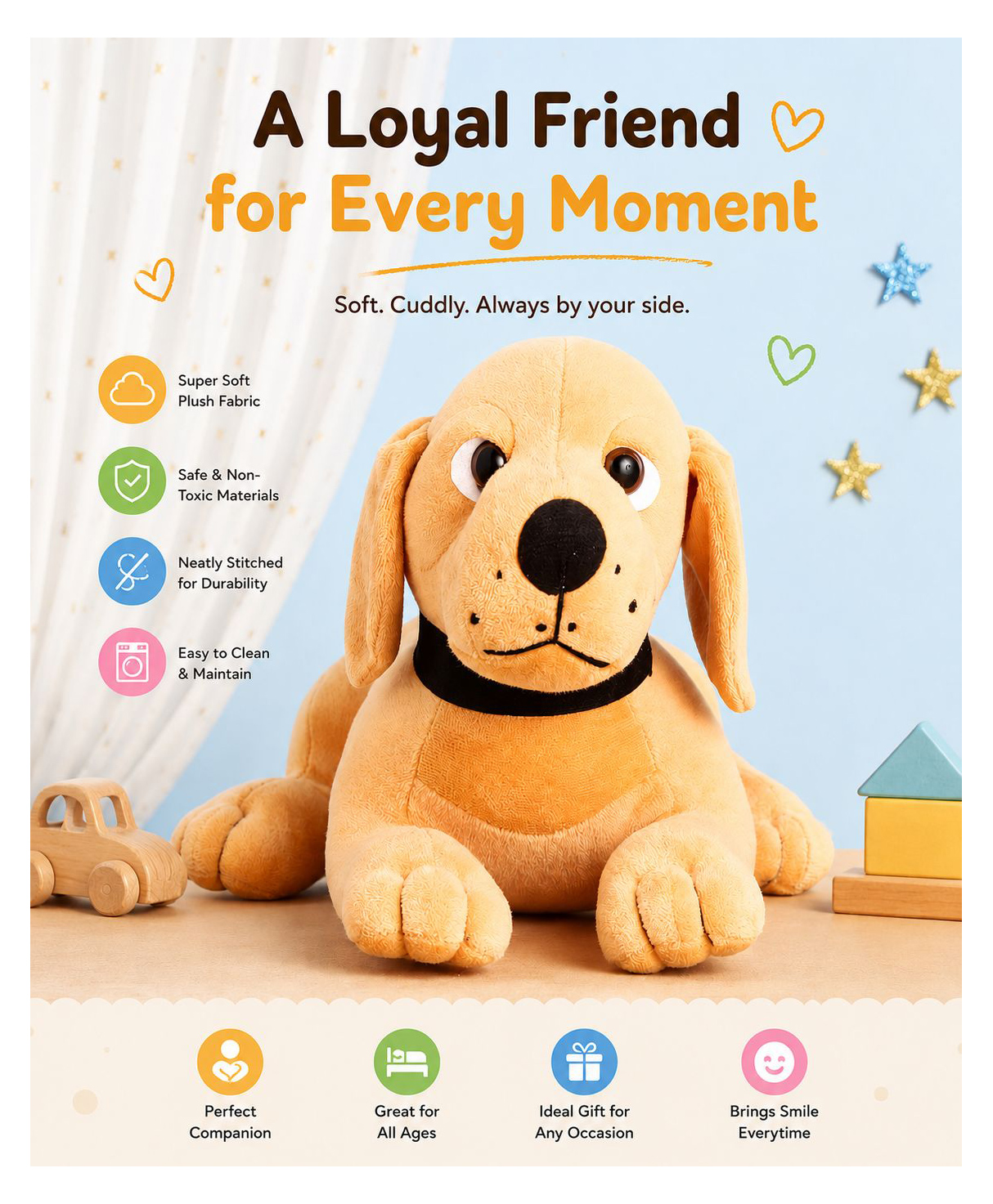 EDU KIDS TOY Duddly Soft Dog Cream - Height 32 cm-image-18