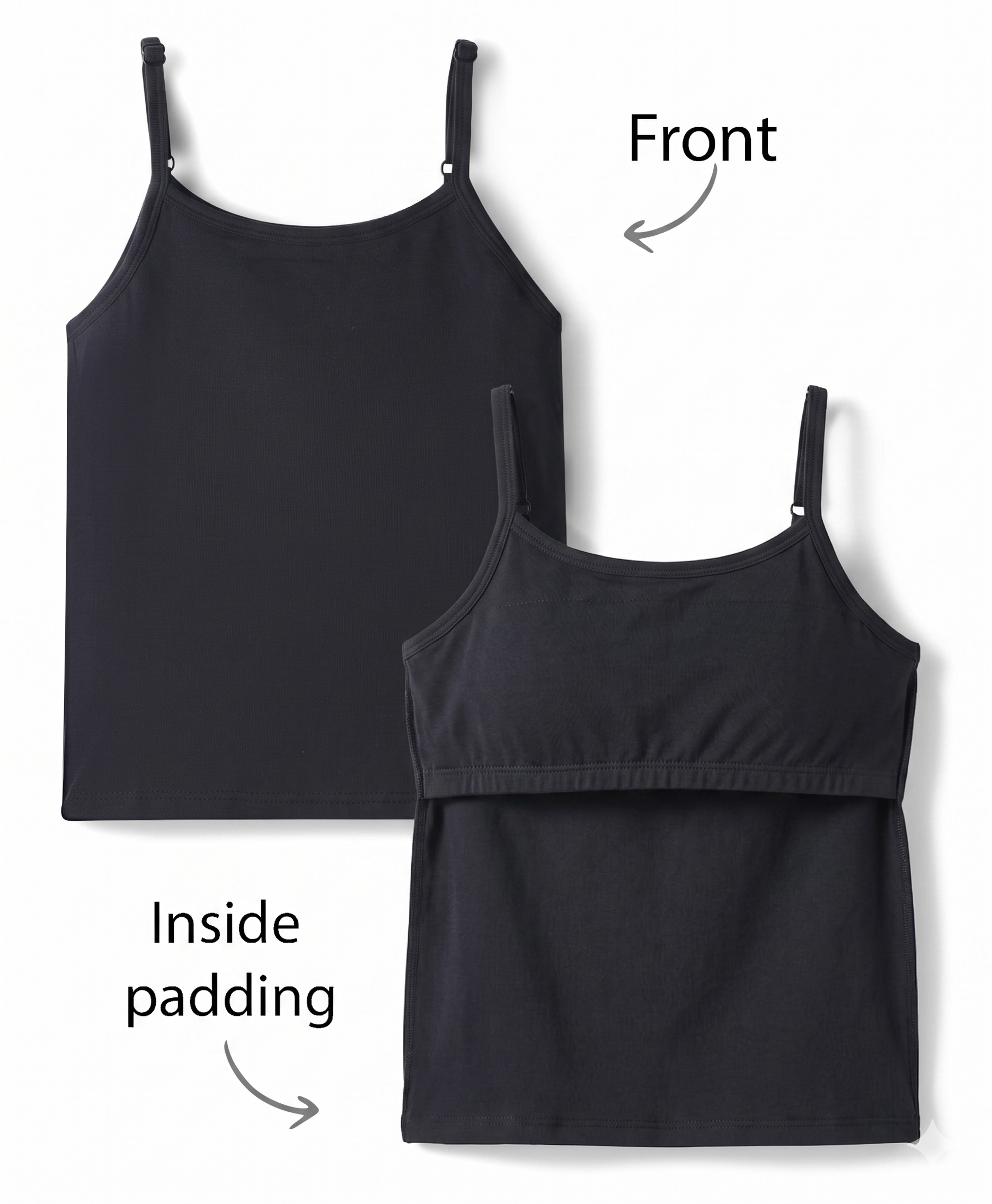 Honeyhap Premium Cotton Knit Sleeveless Solid Padded Slip With Bio Finish - Black-picture-17