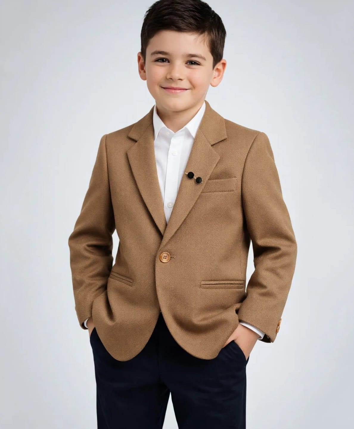 Rikidoos Cotton Woven Full Sleeves Solid Color Blazer - Brown-picture-36
