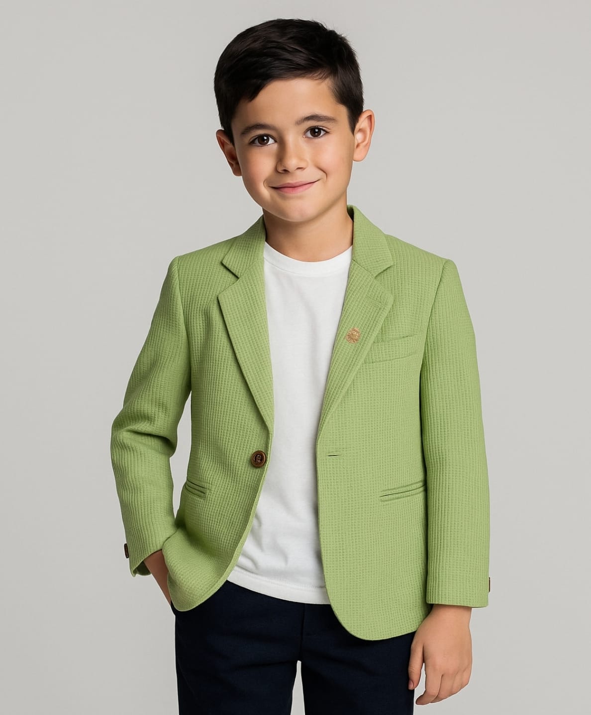 Rikidoos Cotton Woven Full Sleeves Solid Color Blazer - Light Green-picture-19