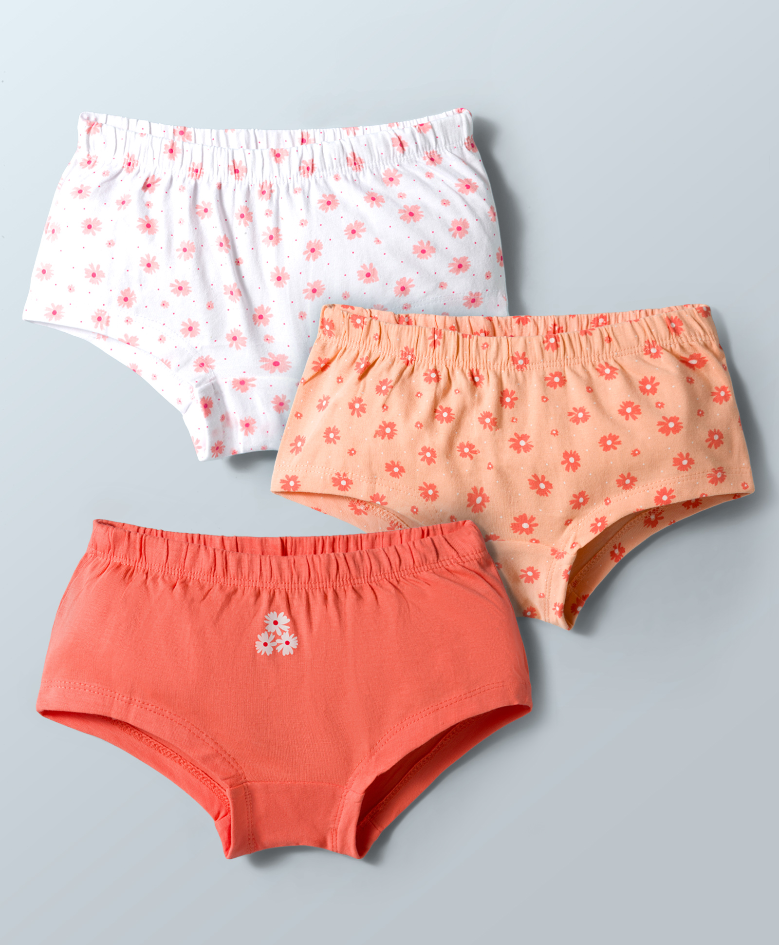 Honeyhap Premium Cotton Elastane Knit Panties With Floral Print & Bio Finish Pack of 3 - Bright White Tropical Peach & Peach Echo-image-16