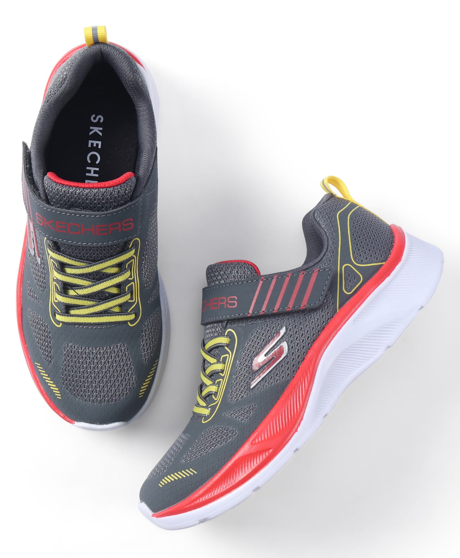 Skechers Velcro Closure Printed Sports Shoes - Charcoal Grey-picture-13