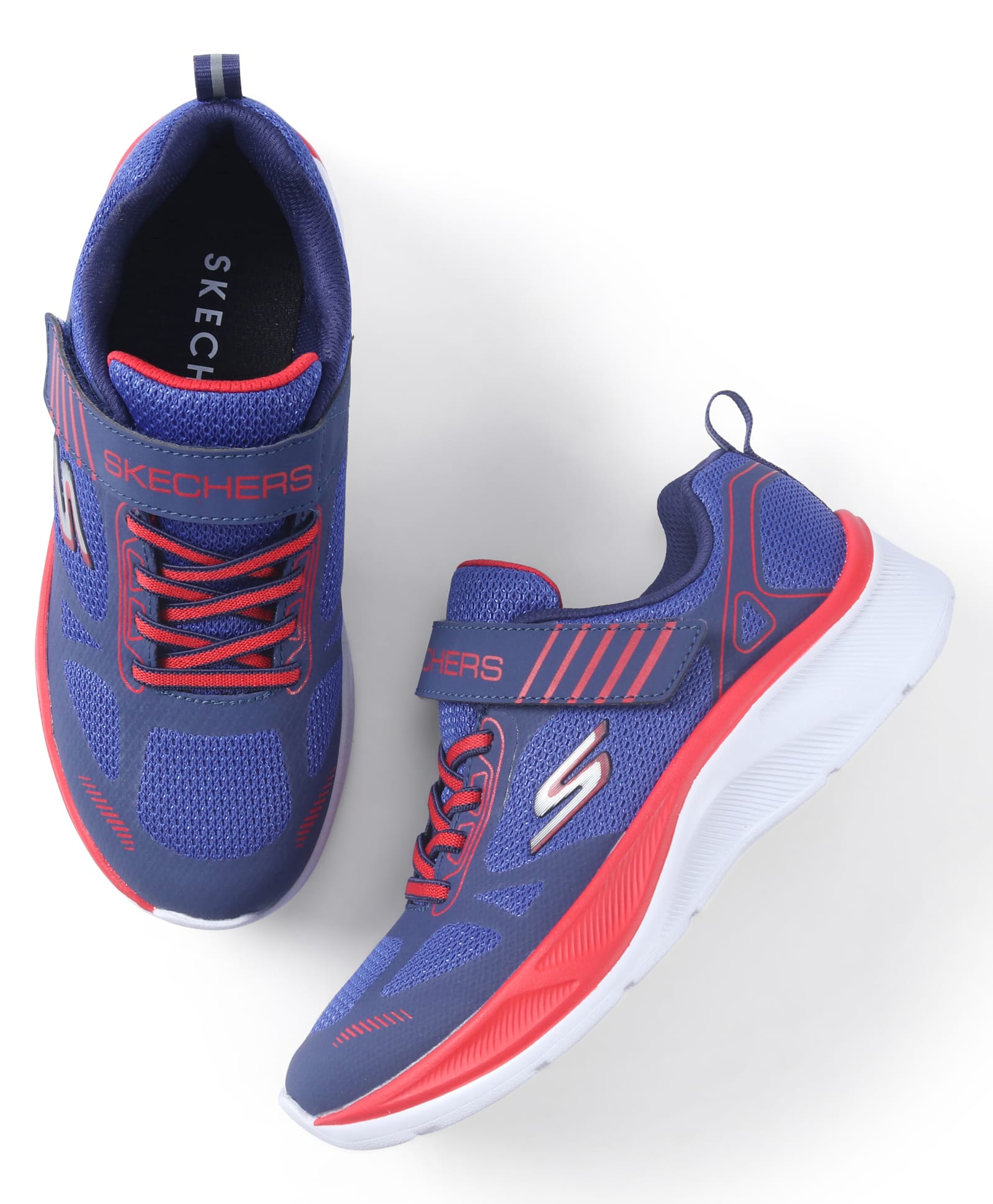 Skechers Velcro Closure Printed Sports Shoes - Navy Blue-image-4