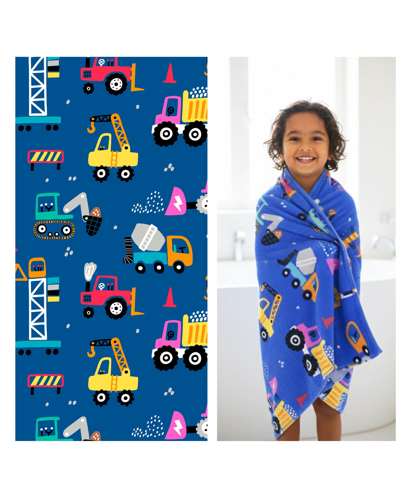 MumsLap Cotton Woven Vehicles Designed Bath Towel - Blue-image-11