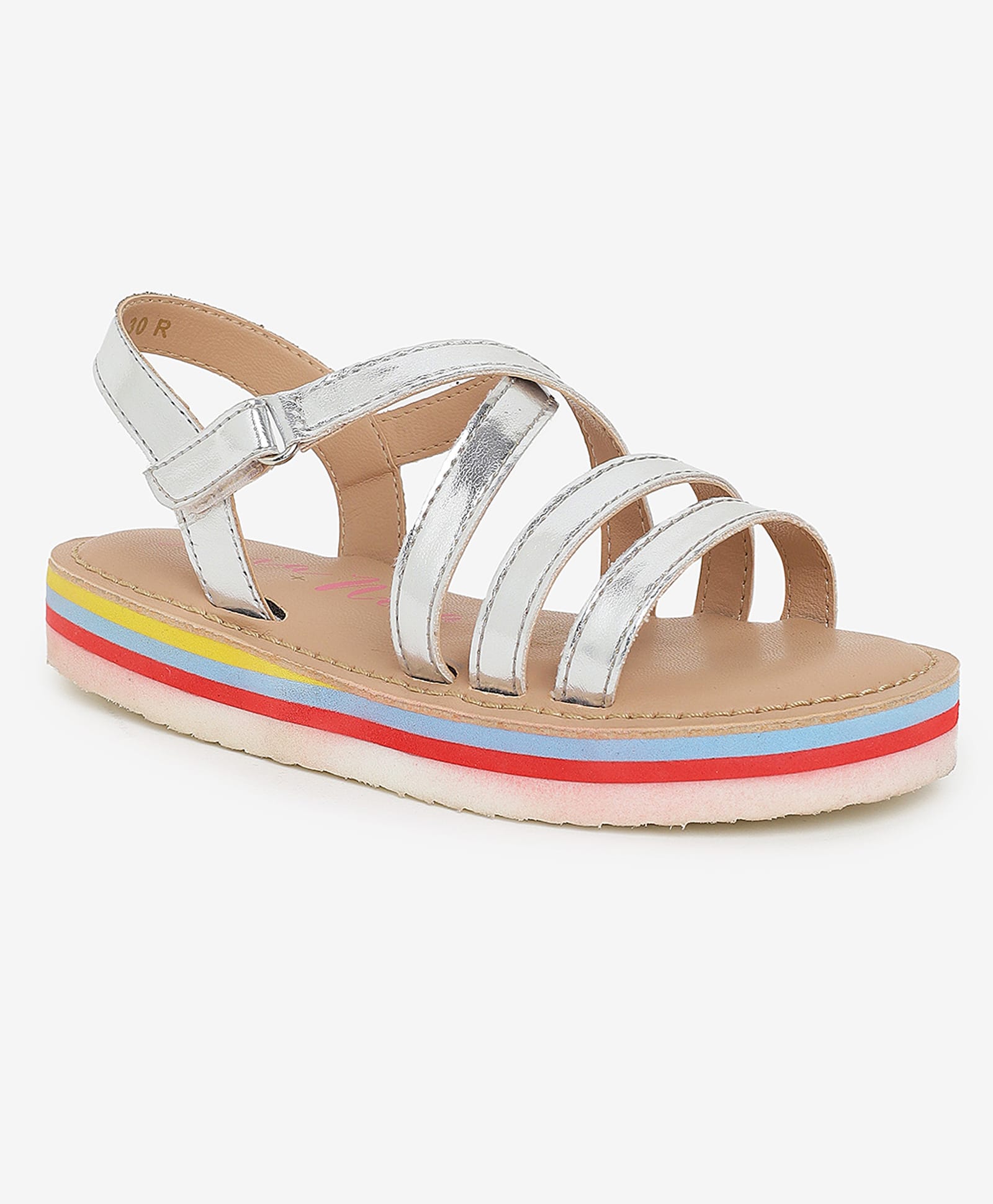 Aria+Nica Solid Strap Detailed Velcro Closure Sandals - Silver-picture-18