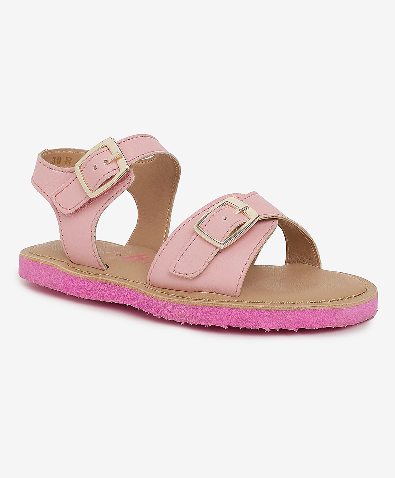 Aria+Nica Solid Buckle Closure Sandals - Pink-picture-11