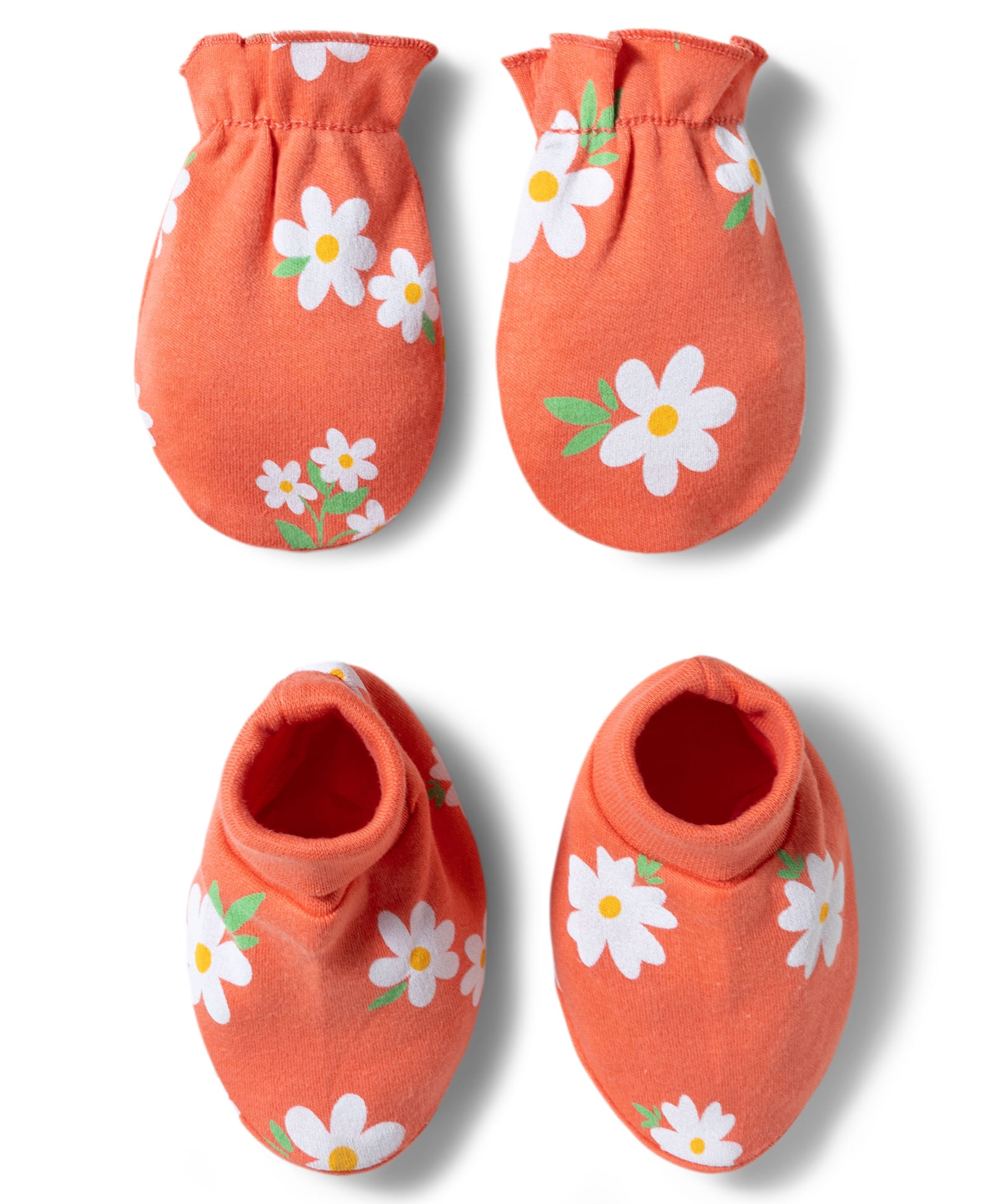 Babyhug 100% Cotton Knit Mittens & Booties with Floral Print - Multicolor-picture-23