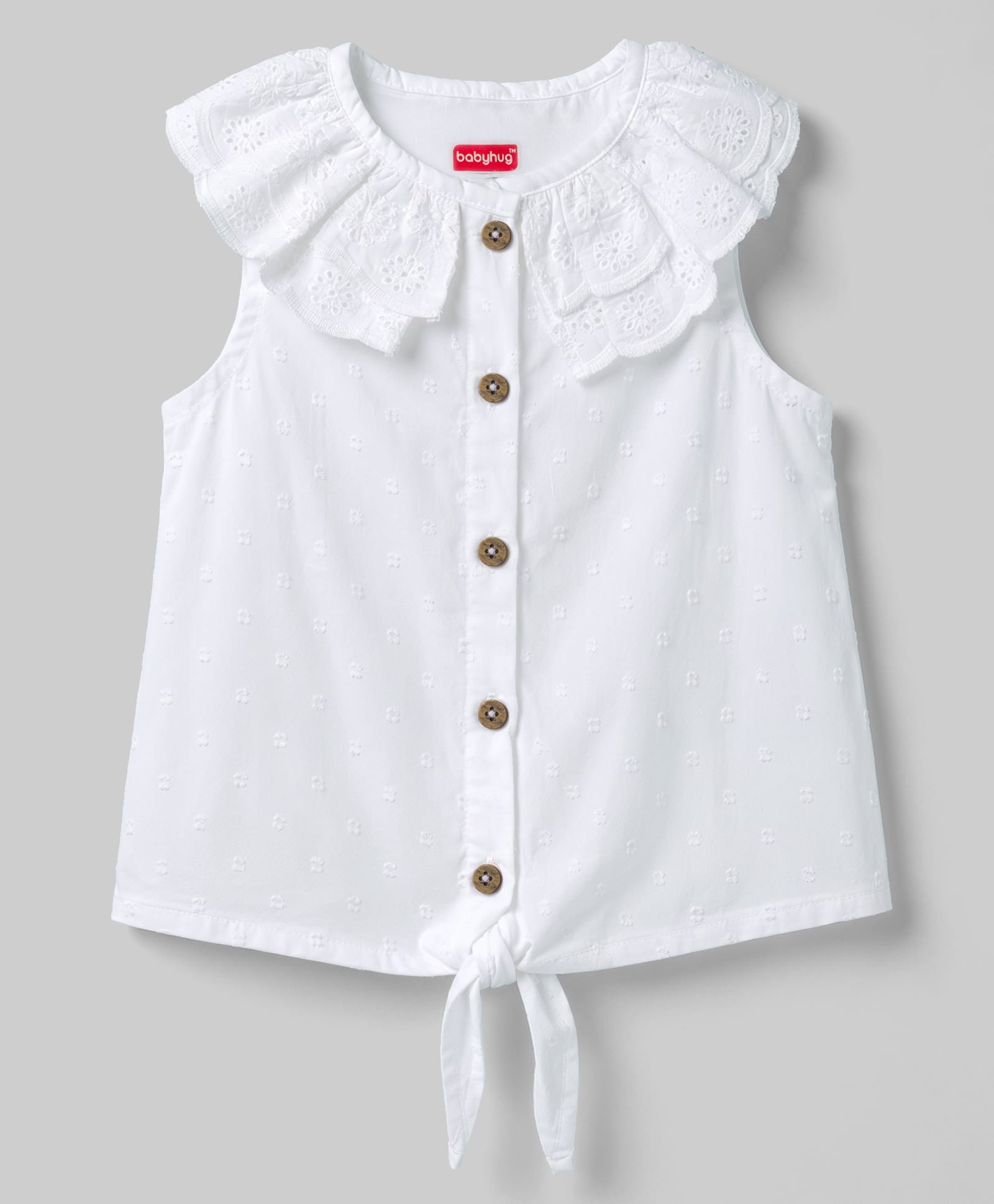 Babyhug Cotton Woven Sleeveless Top with Schiffli Detailing White 18-24 Months-picture-14