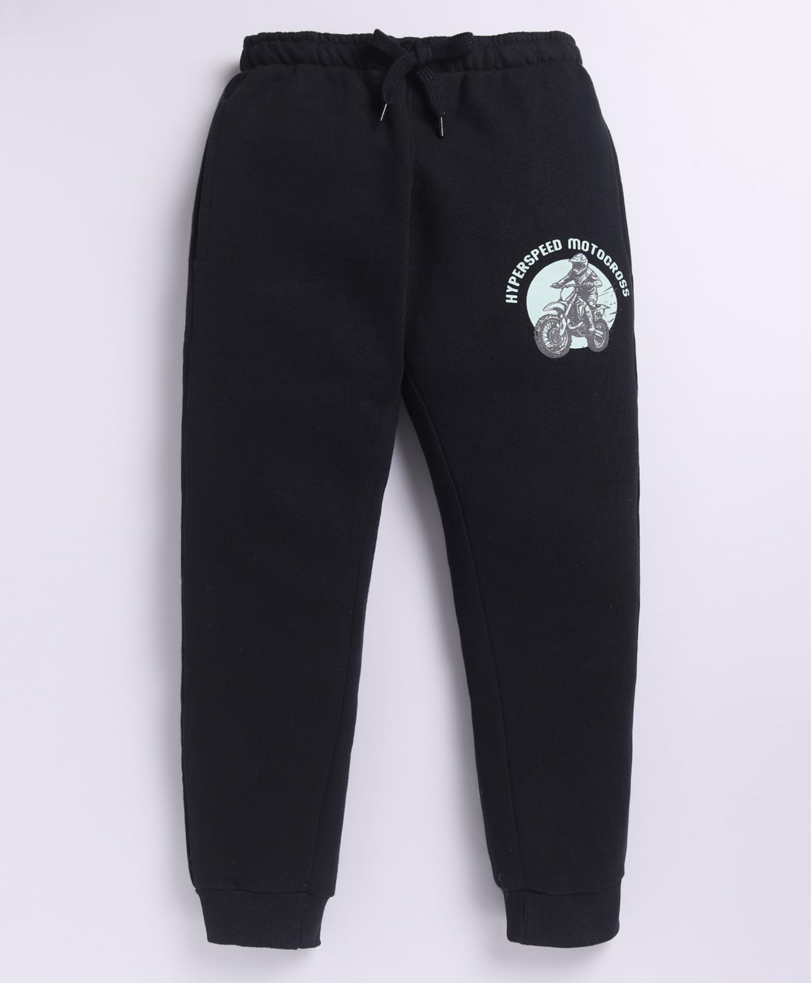 Parrot Crow Cotton Knit Hyper Speed Motocross Text Printed Joggers - Black-picture-14