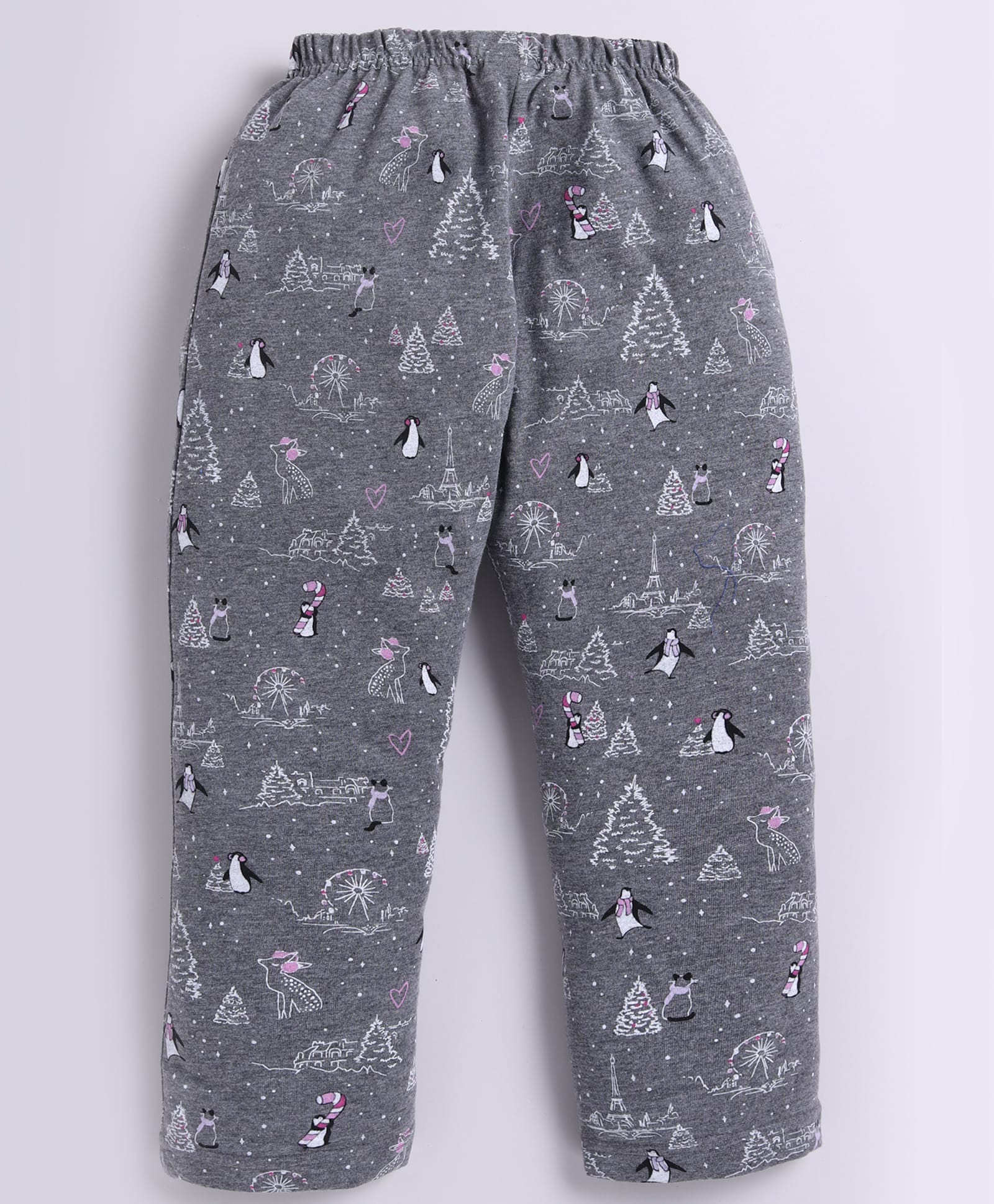 Parrot Crow Cotton Knit Winter Theme Printed Pajamas - Grey-picture-17