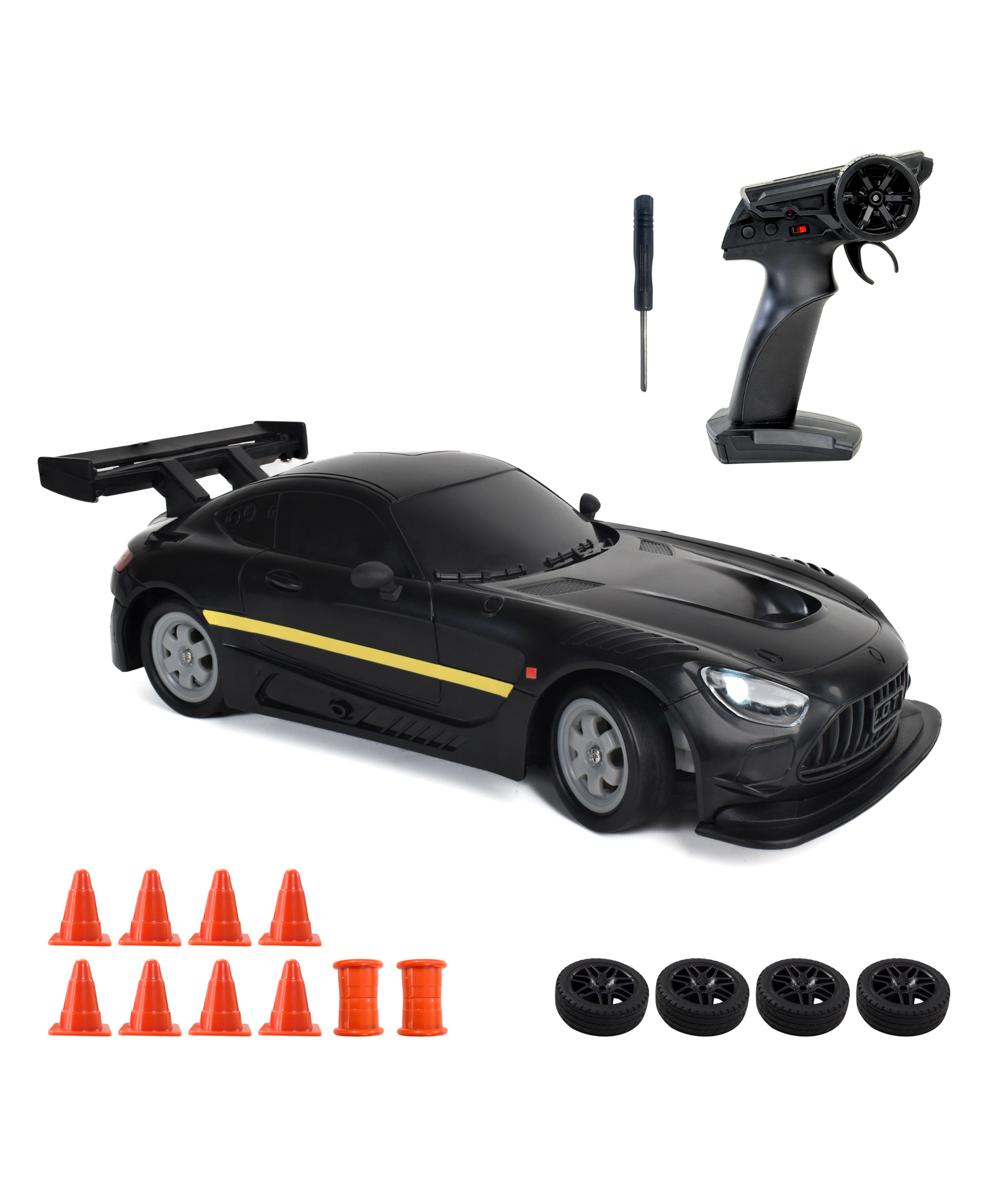 L.O.T CARS Shadow Remote Control Car - 20Kmph,2.4Ghz, Rc Drifting Car, Rc Car 4x4, Drift Car Remote Control Range Upto 100m, Race-Ready Build ABS Plastic Body, Multi-Mode LED Lights - Asphalt Black-image-10
