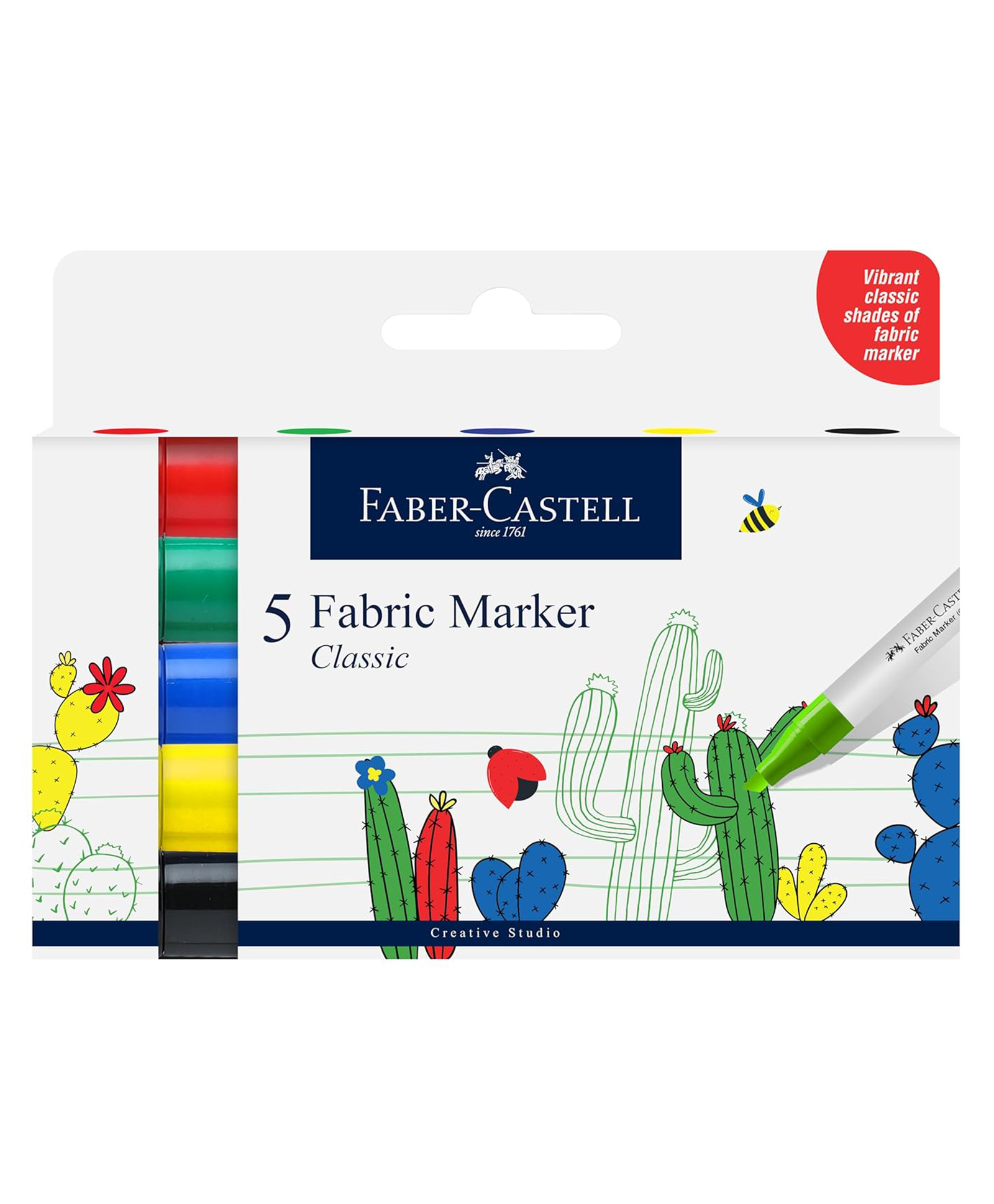 faber castell Faber Castle Fabric Marker Set Classic Colours for Fabric Drawing Pack of 5 - Multicolor-picture-25