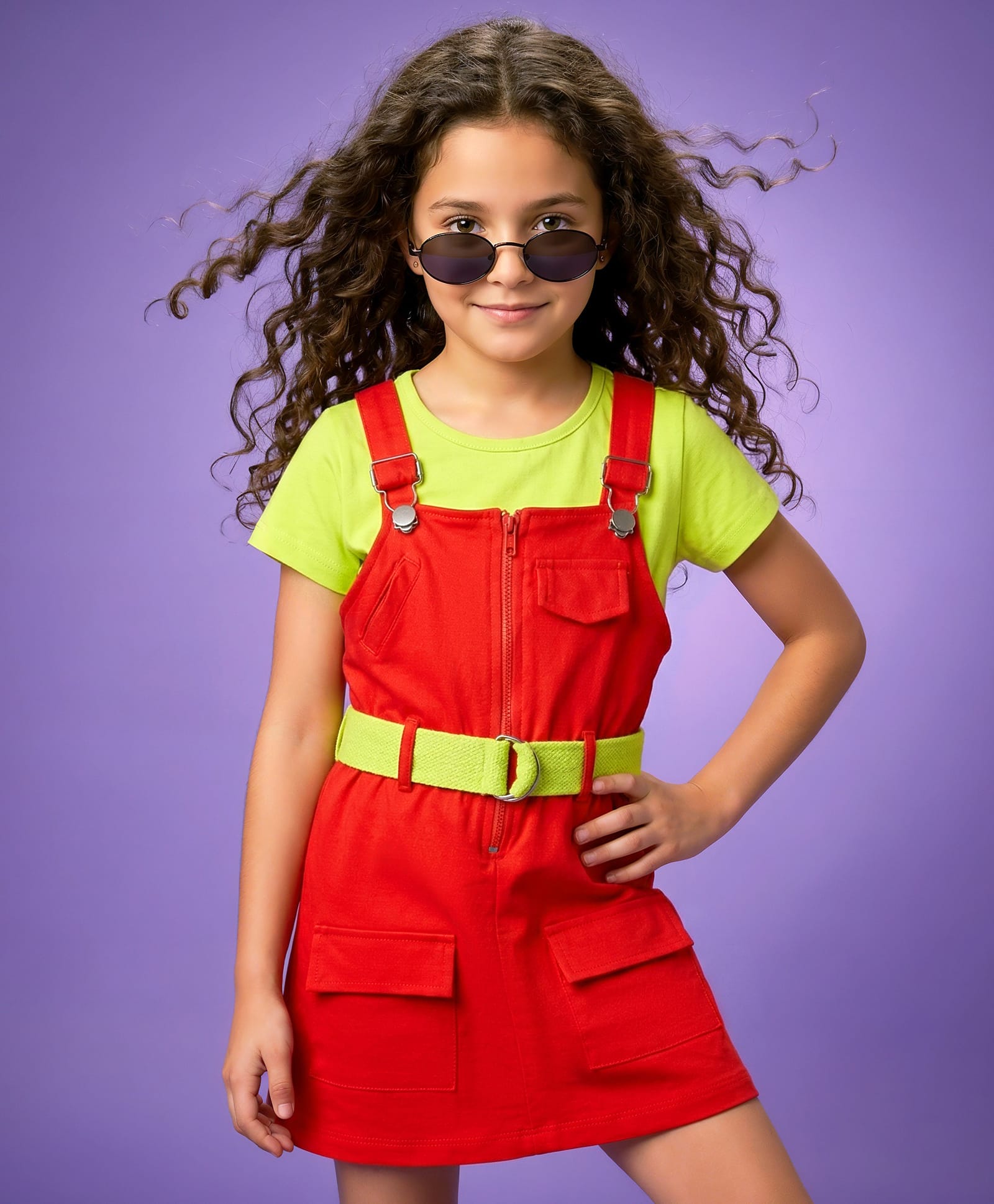 OLLINGTON ST. Cotton Knit One Piece Dresses/Frocks with Inner Tee Sleeveless Pinafore Dress Red 5-6 Years-image-33