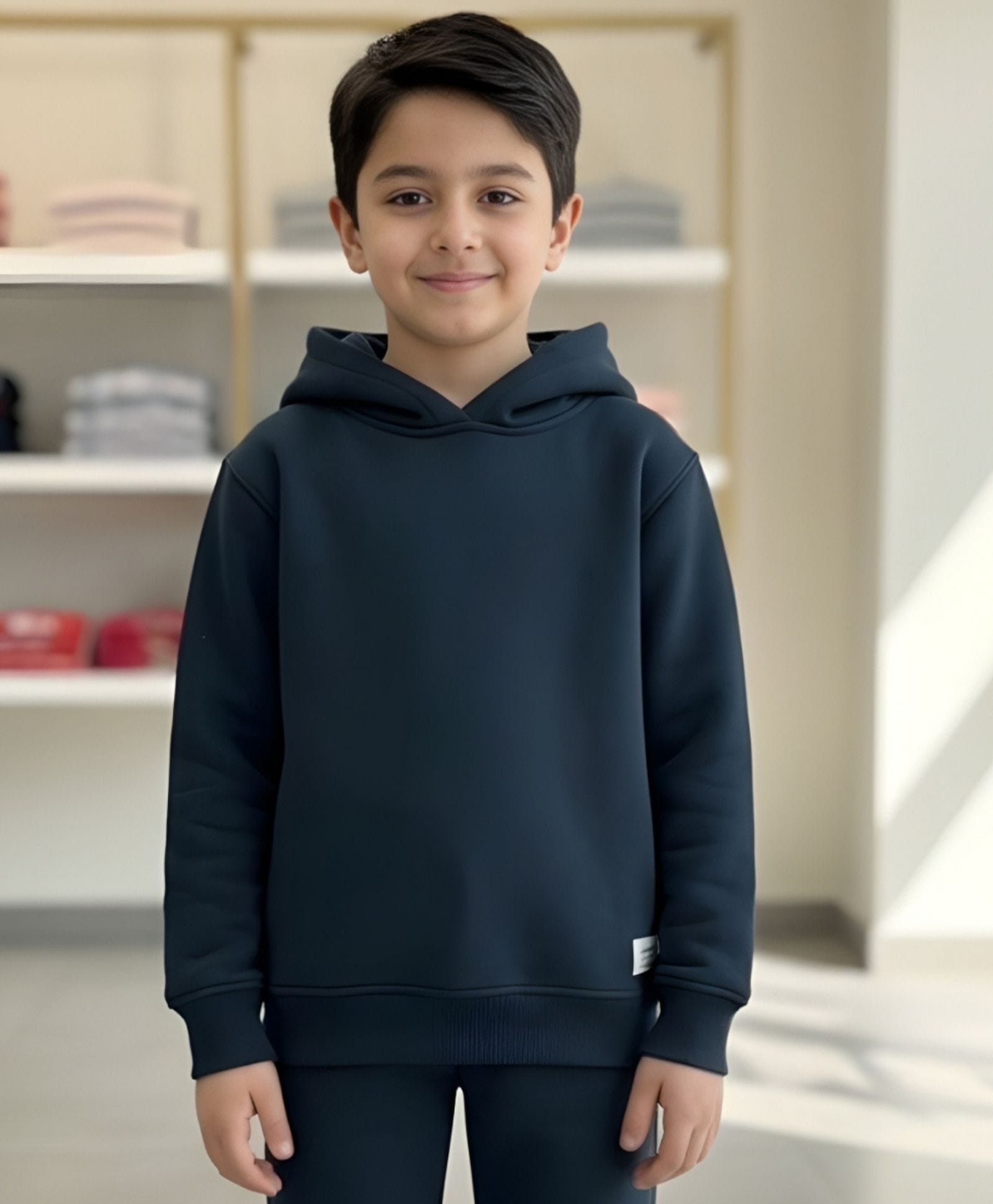 Anthrilo Fleece Knit Full Sleeves Solid Light Winter Hoodie - Teal Blue