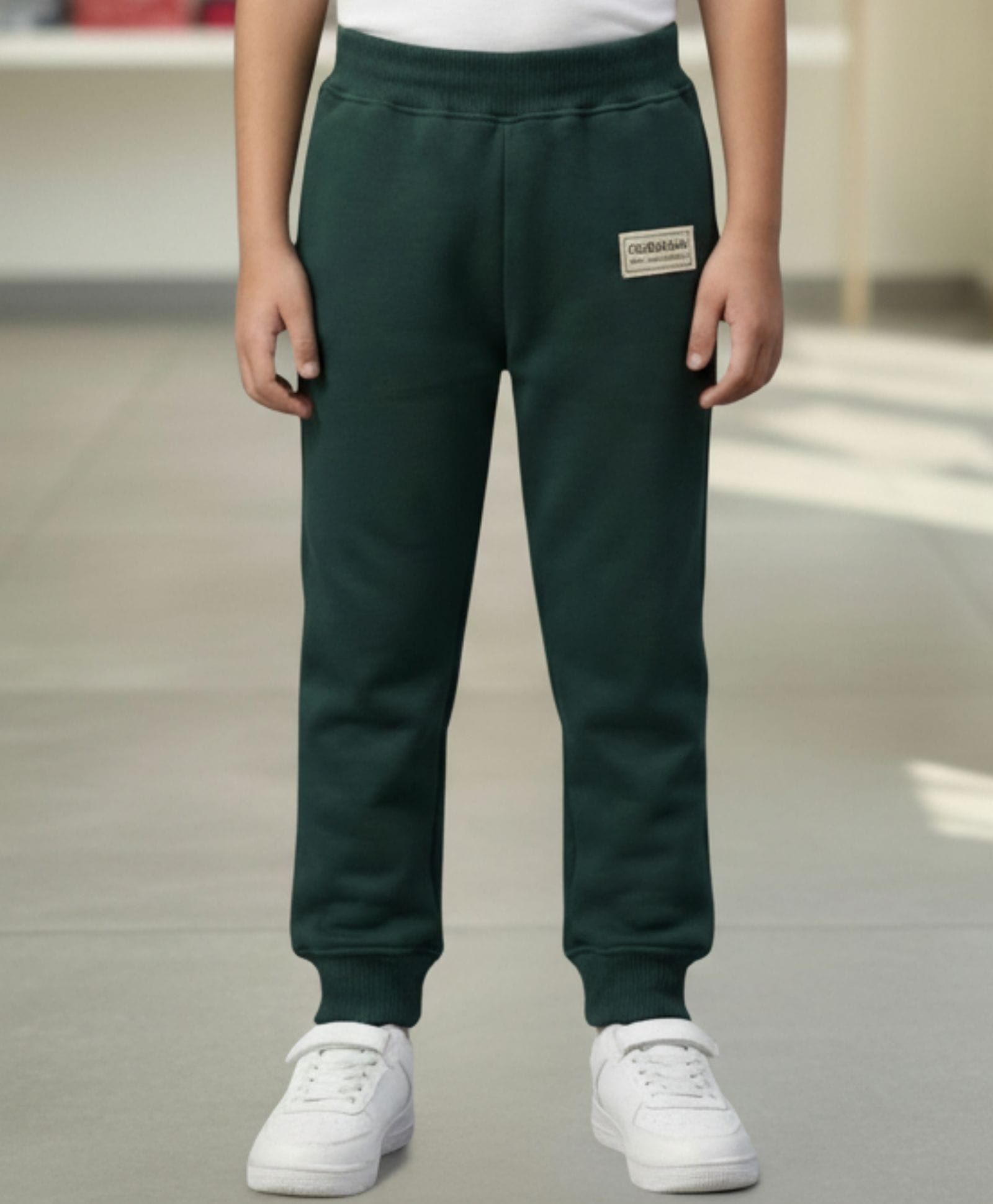 Anthrilo Fleece Knit Typography Printed Patch Detailed Joggers - Dark Green-picture-16