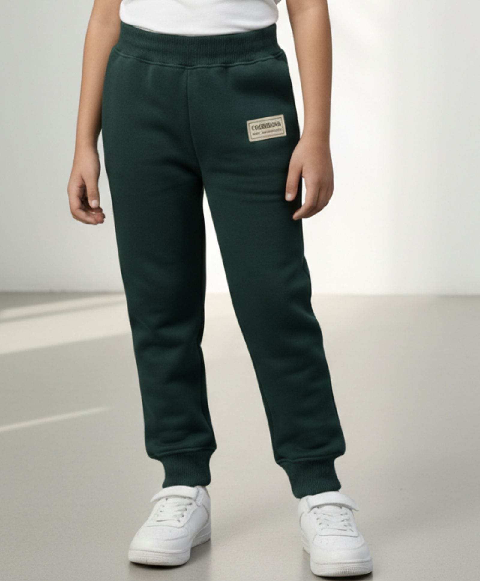 Anthrilo Fleece Knit Typography Printed Patch Detailed Joggers - Dark Green-picture-37