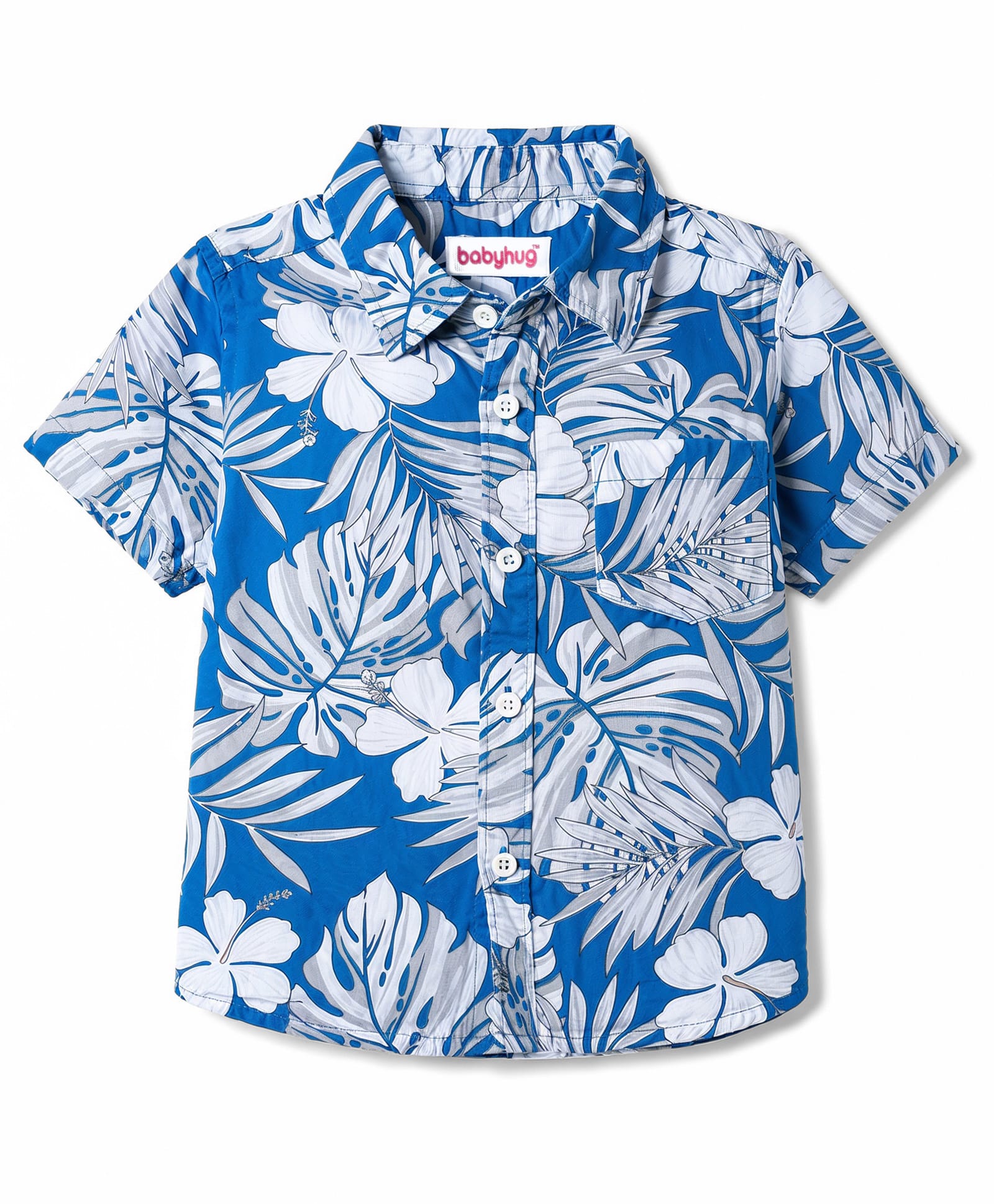 Babyhug Cotton Woven Shirt Half Sleeve Regular Collar Printed Blue 5-6 Years-picture-16