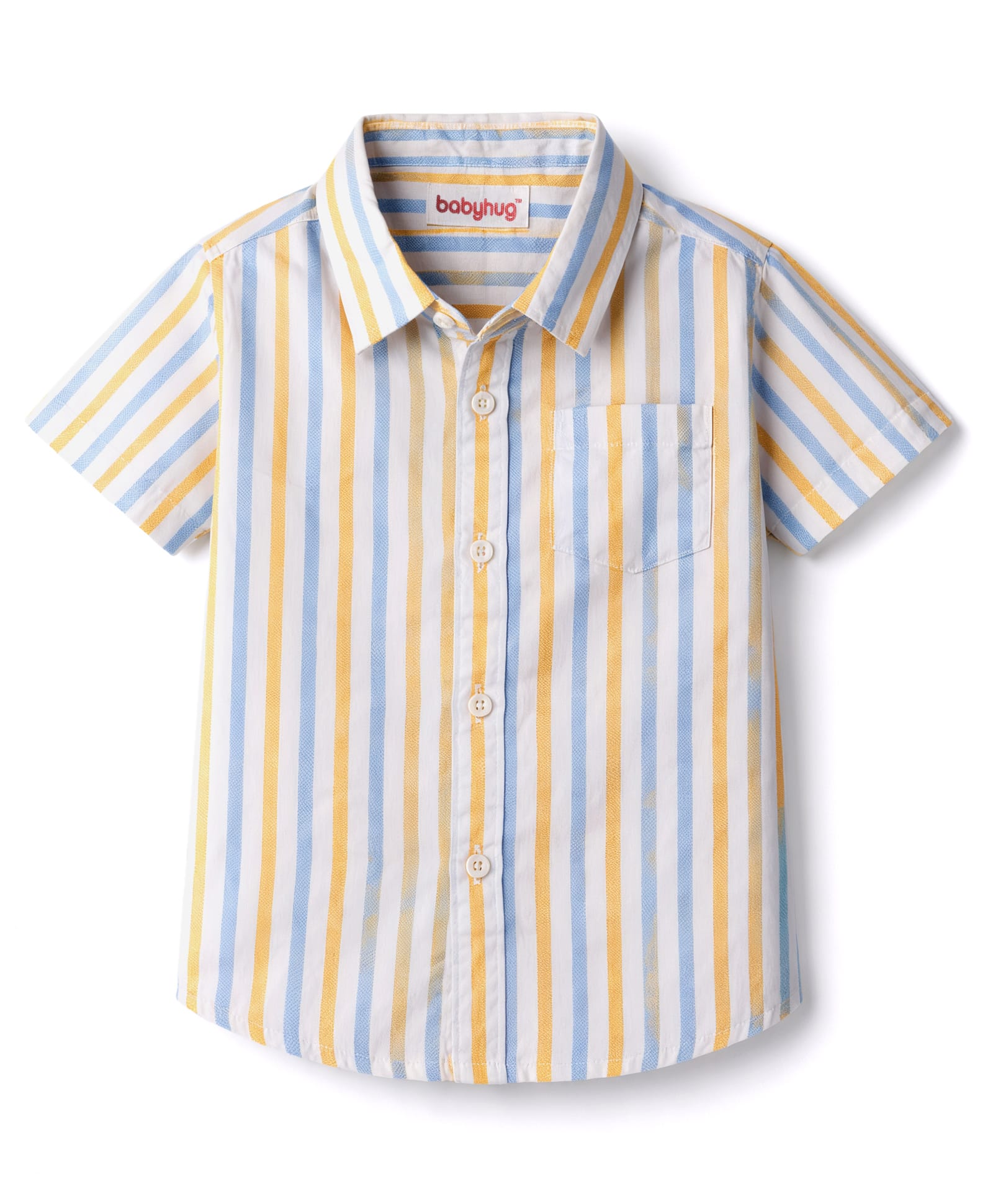 Babyhug Cotton Woven Half Sleeves Striped Shirt - Multicolor-image-2