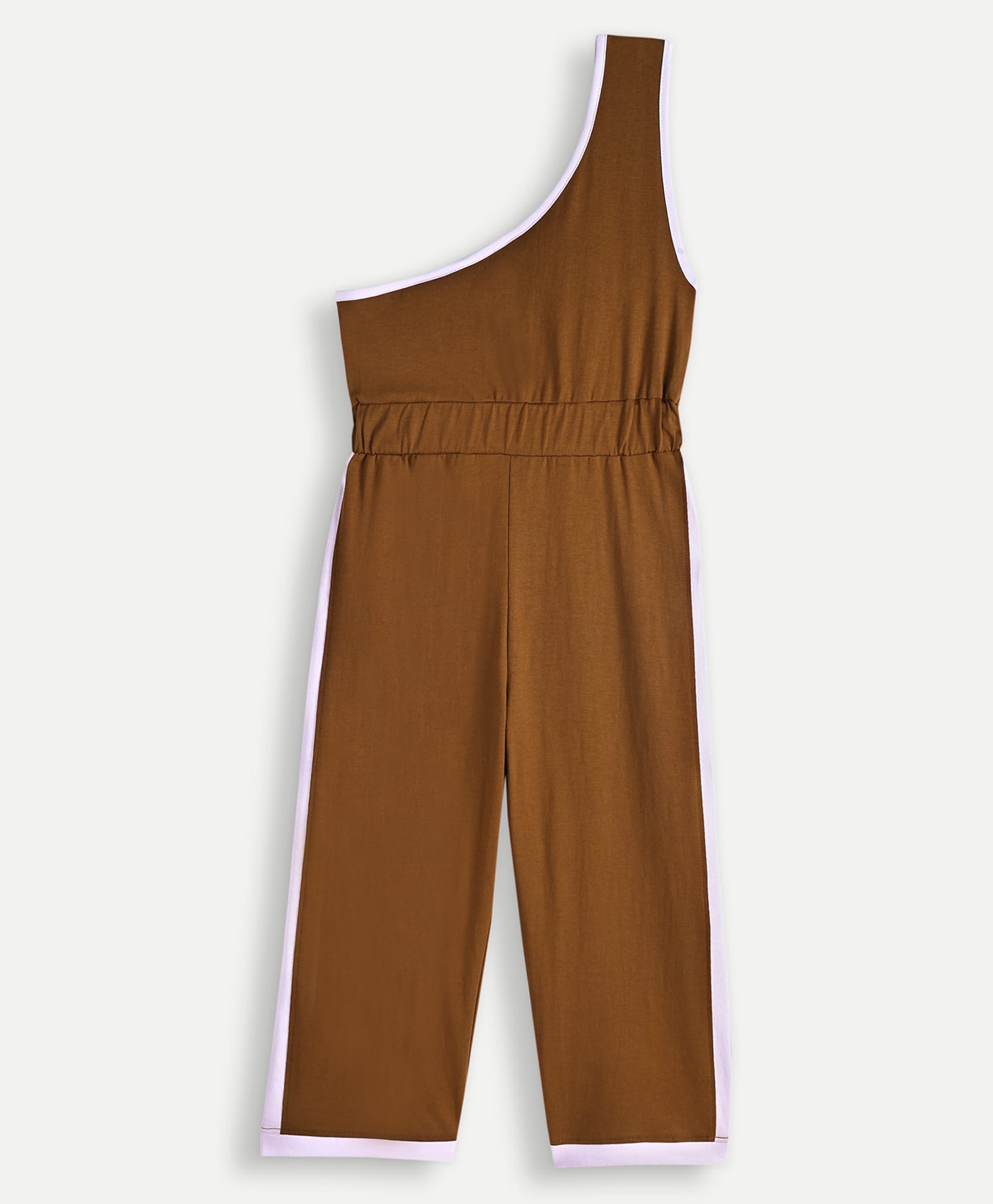 chuckleberrie Cotton Knit One Shoulder Solid Jumpsuit - Brown-picture-11