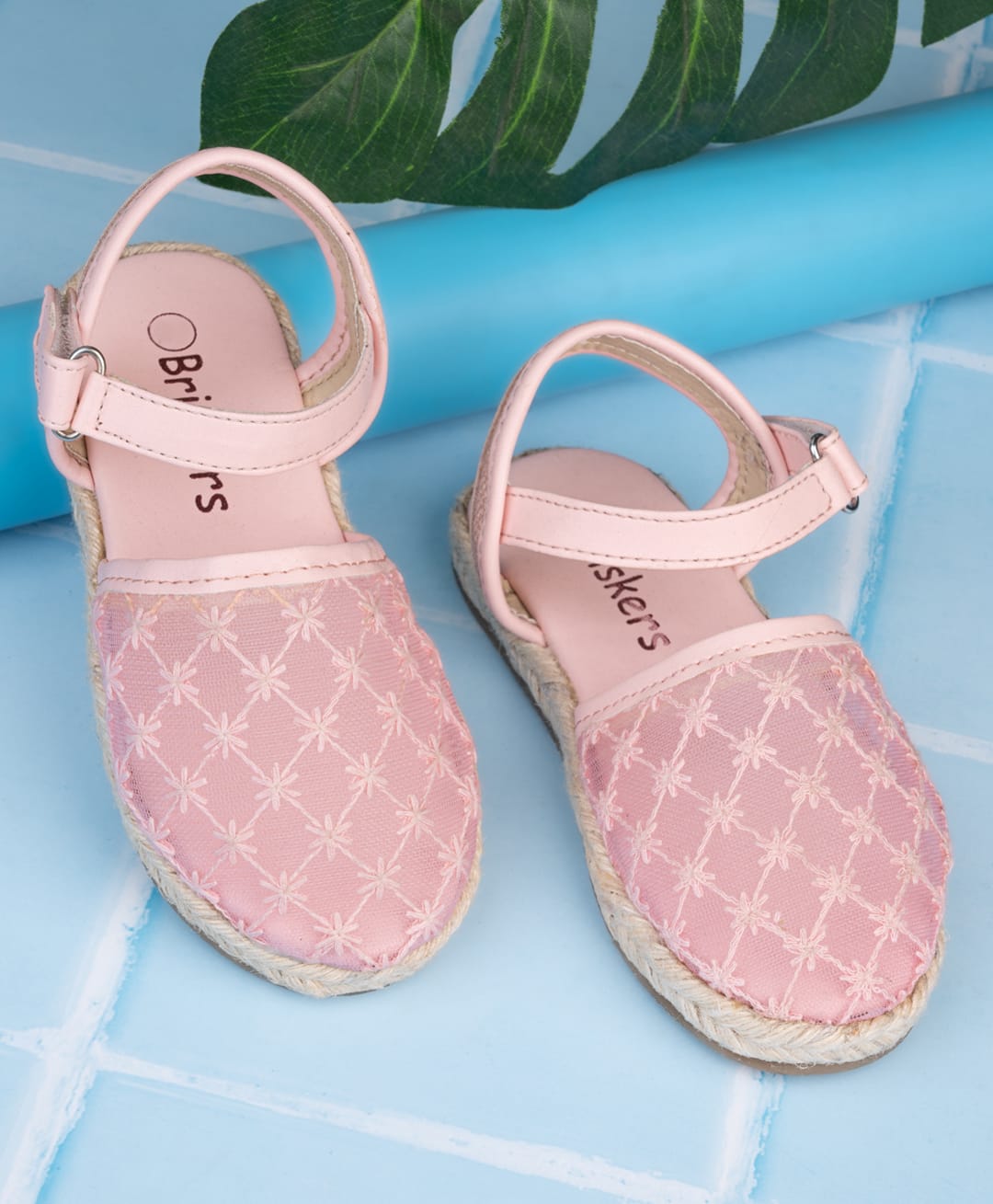 Briskers Floral Embroidered Velcro Closure Sandals - Pink-picture-13