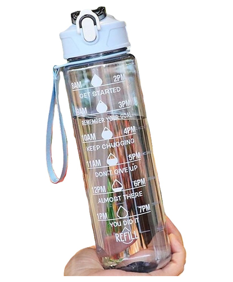 Sanjary Motivational Time Marker Water Bottle 600ml + with Straw, Leakproof BPA Free Sports Gym Office Hydration Bottle for Daily Fitness Use Goals color design may vary-image-32