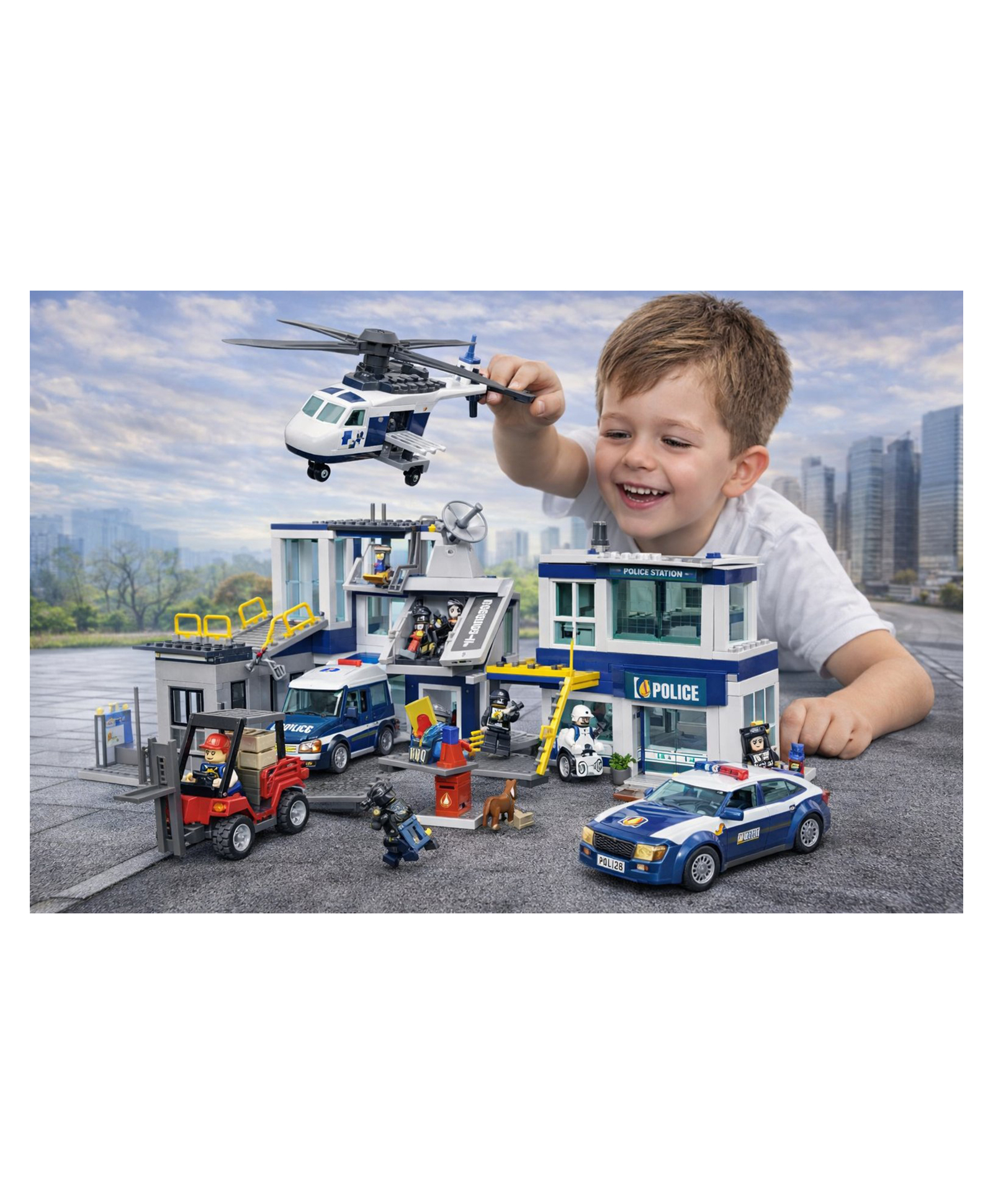 SANJARY Police High Speed Chase Building Blocks Set with Helicopter Car Motorbike Figures Creative Construction Toy for Kids Action Play Gift Color Design May Vary-image-35