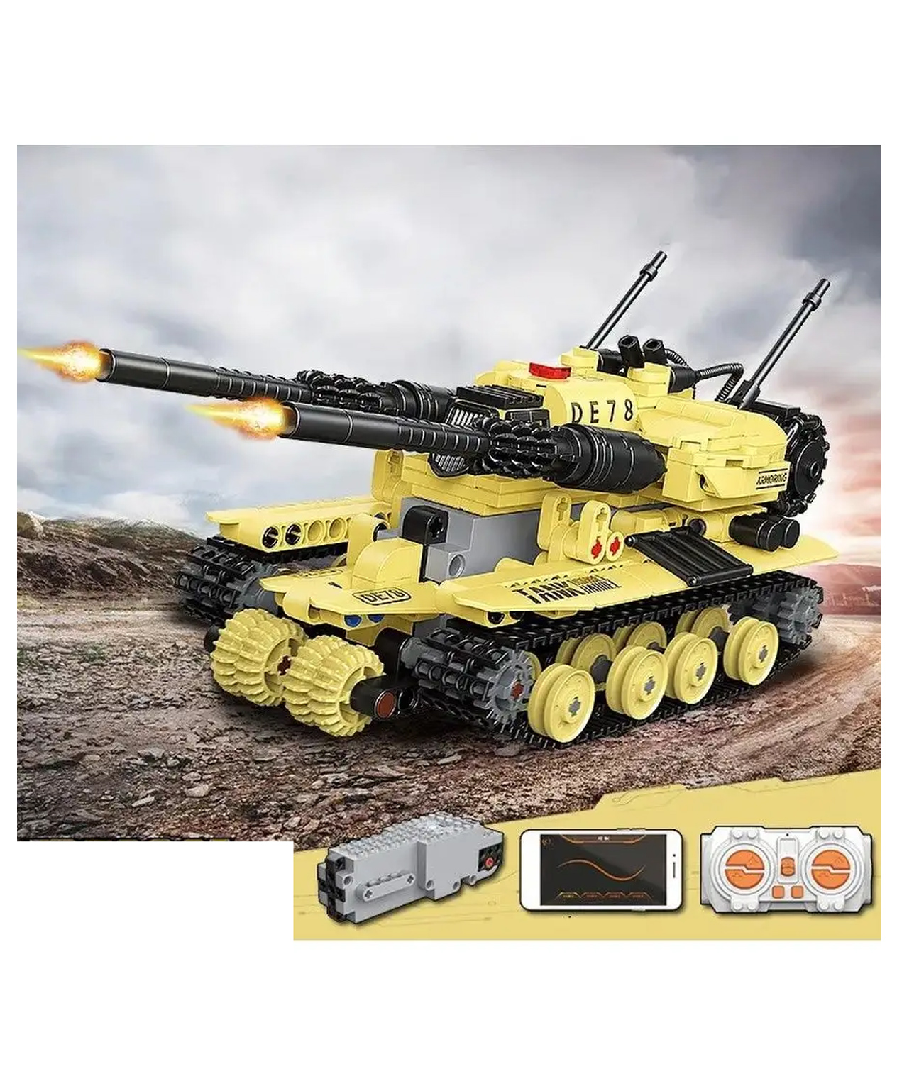 Sanjary Remote Control Military Tank Building Blocks Set Dual Cannon Armored Vehicle Toy for Kids Collectors Educational Gift Play color design may vary-image-24