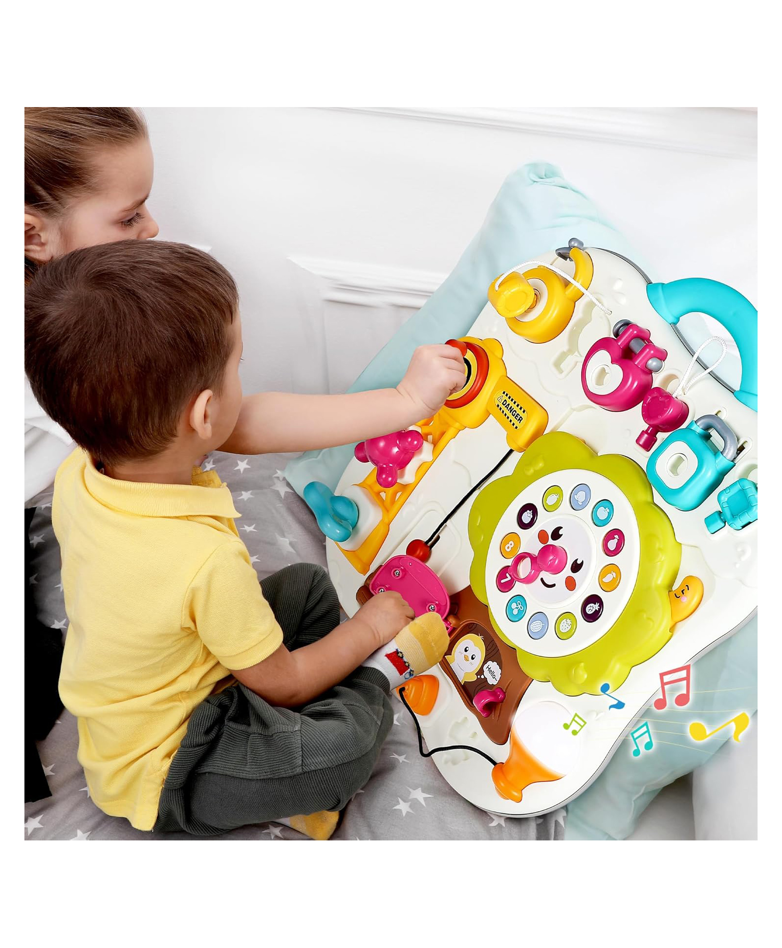 Sanjary Montessori Busy Board Activity Toy for Toddlers with Locks Gears Switches Clock Lights Educational Learning Travel Play Board color design may vary-picture-22