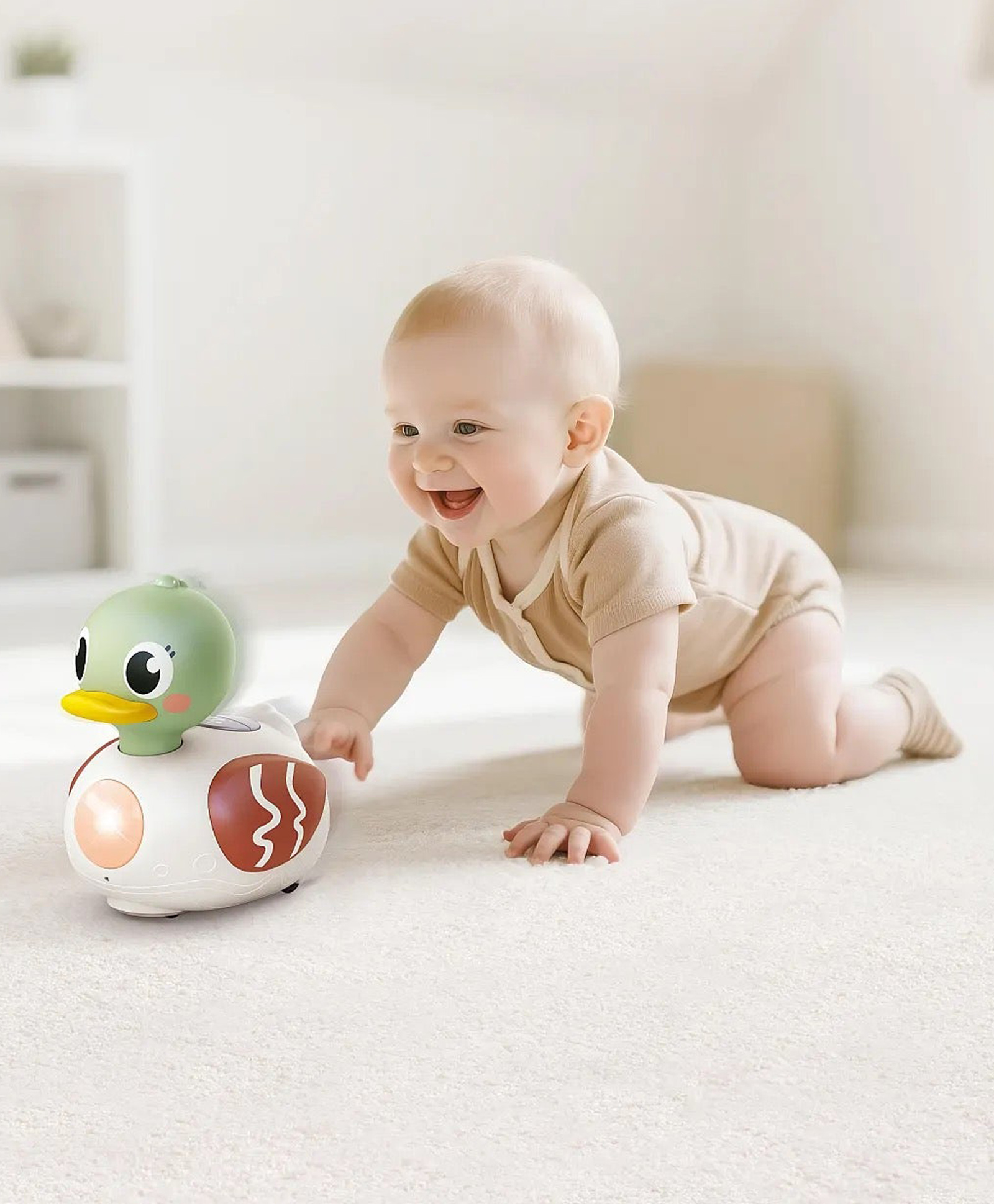 Sanjary Musical crawling duck toy with lights sounds rolling motion encourages baby movement learning coordination soothing playtime fun for toddlers infants color design may vary-picture-12