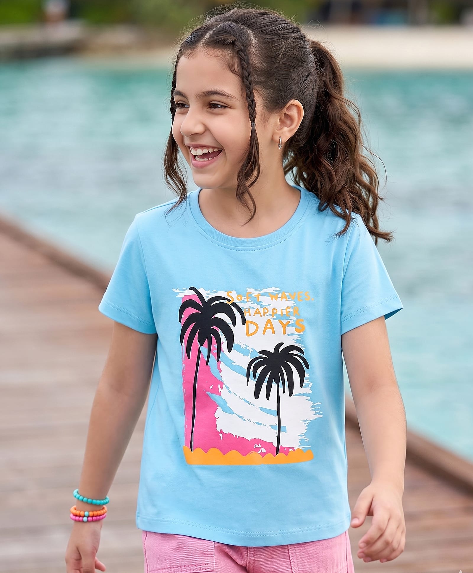 Pine Kids Cotton Knit T-Shirts Half Sleeves Round Neck Graphic Blue 4-5 Years-image-33