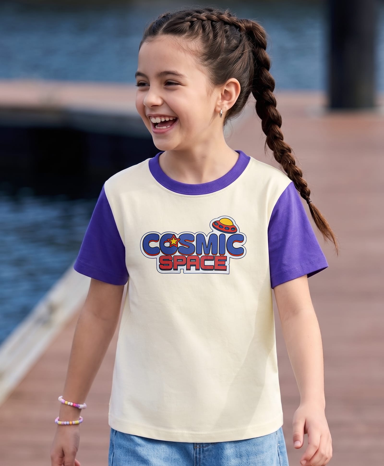 Pine Kids Cotton Knit T-Shirts Half Sleeves Round Neck Graphic Print White 7-8 Years-image-39
