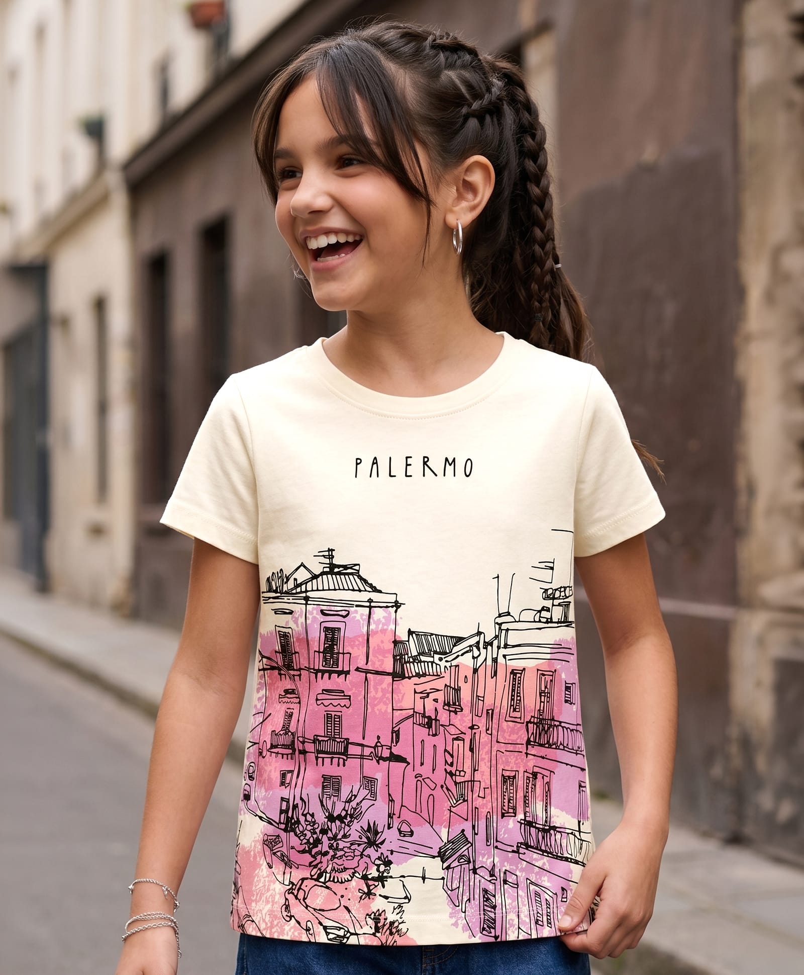 Pine Kids Cotton Knit T-Shirts with Graphic Print Half Sleeves Round Neck White 4-5 Years-image-35