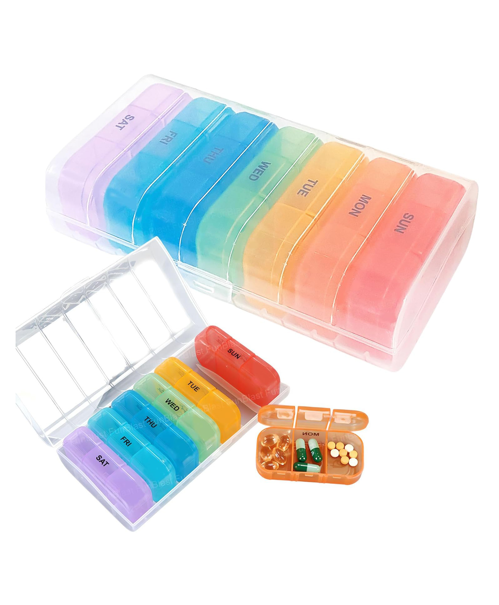FunBlast Weekly Pill Organizer Box for Tablets, Vitamins & Capsules Pack of 1 - 21 Compartments (Multicolor)-picture-11
