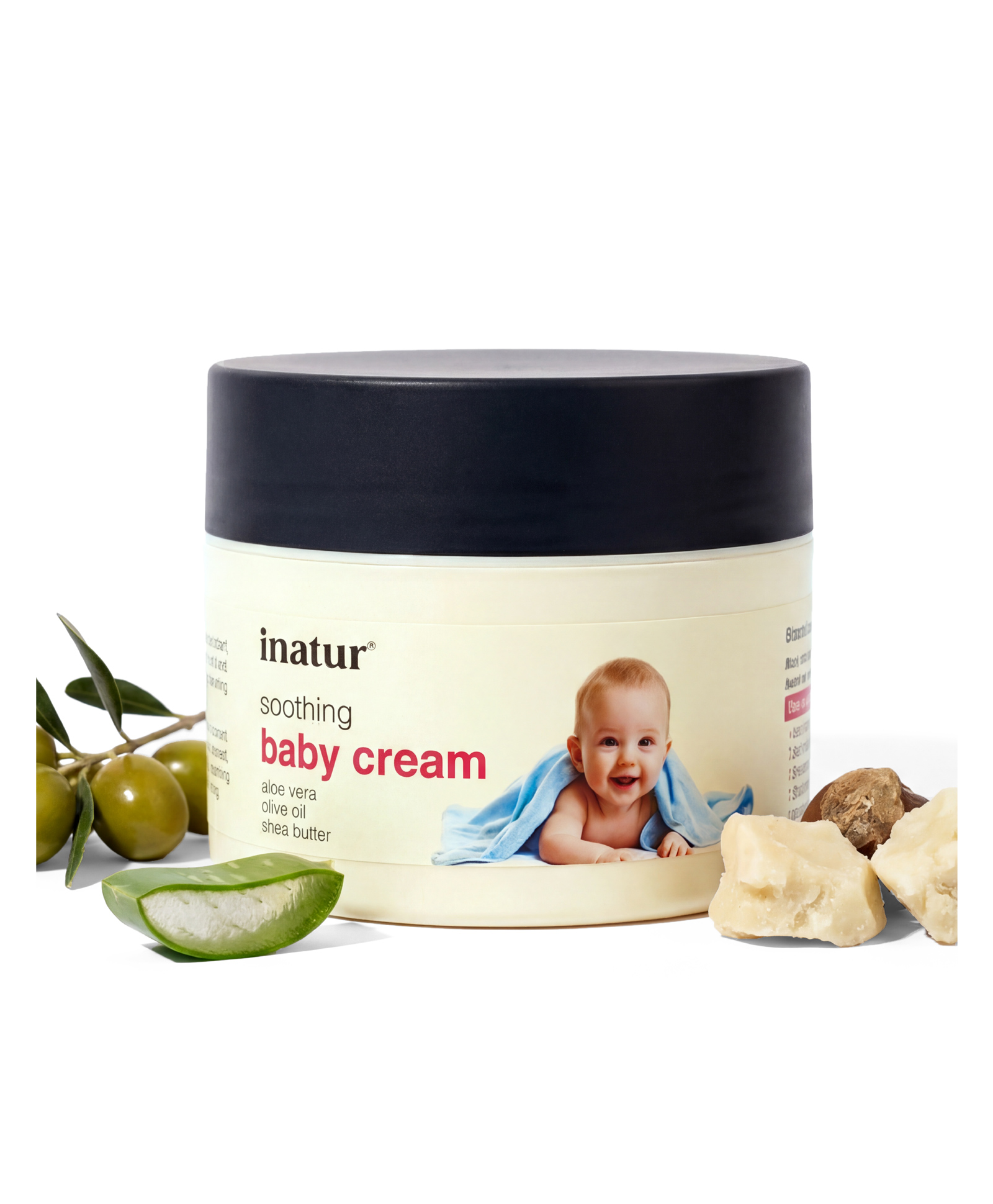 inatur Baby Moisturizing Cream with Shea Butter & Olive Oil | Deep Hydration | For Dry & Sensitive Skin | 200 g-image-2